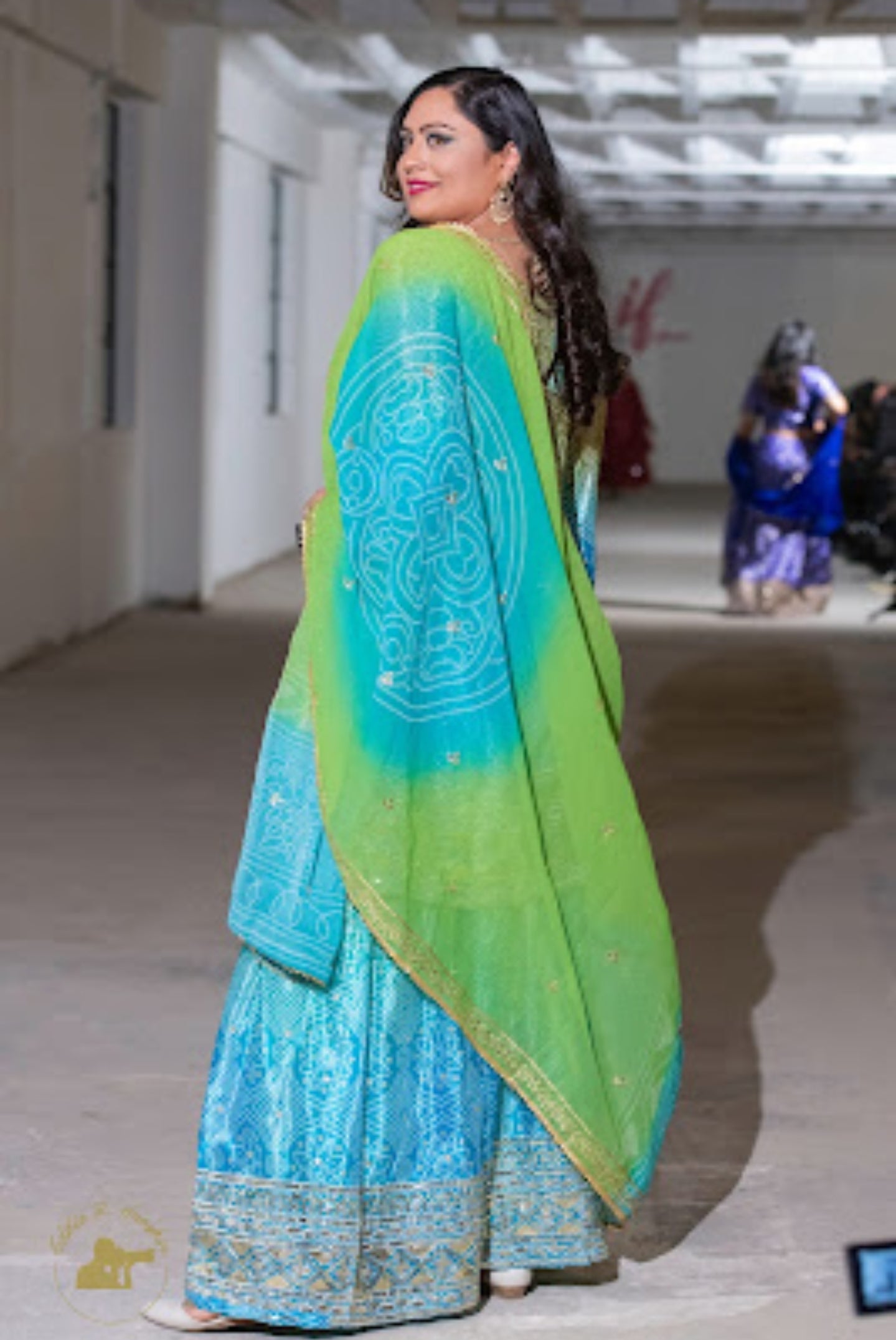 Blue/Green Chinnon Plazzo Suit