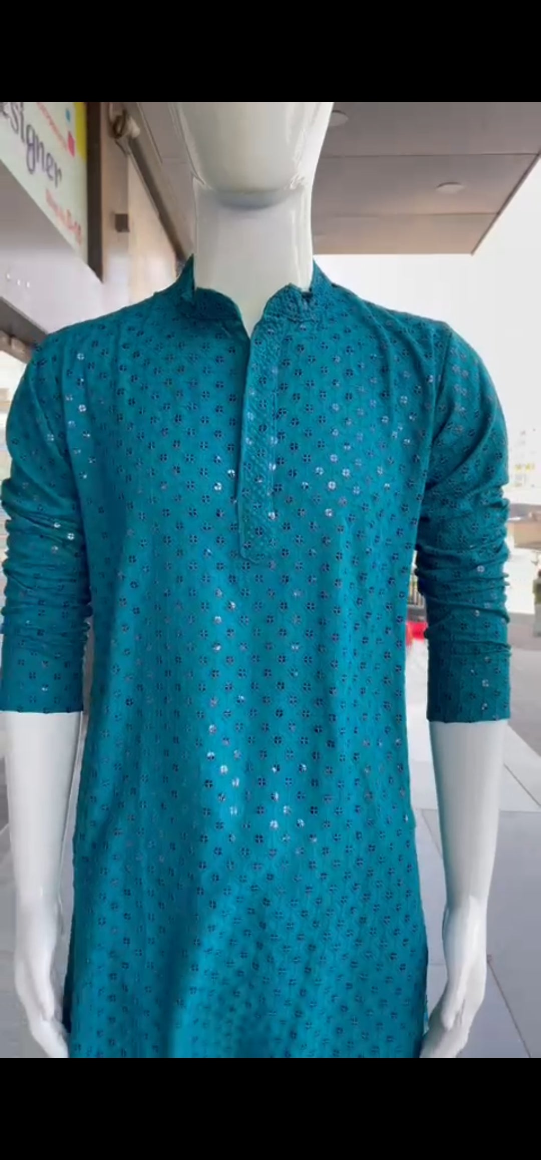 Mens Chikan Work Kurta Pajama Set