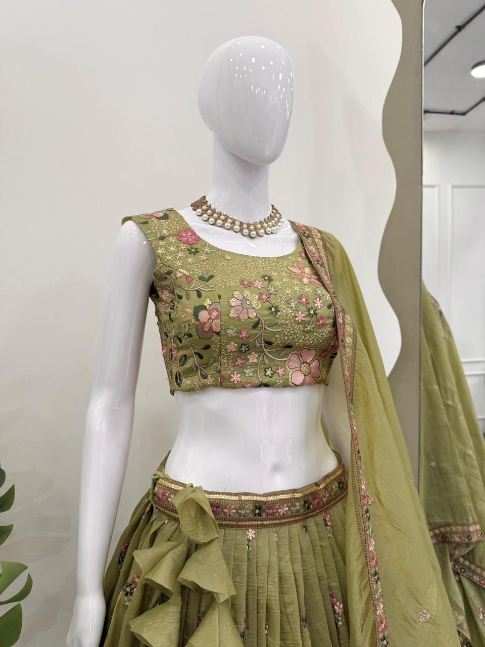 Premium Gold Crush Lehenga Set
