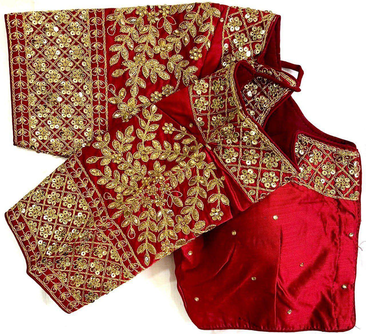 Soft Silk Blouse with rich sequin, thread, jari, and handwork detailing
