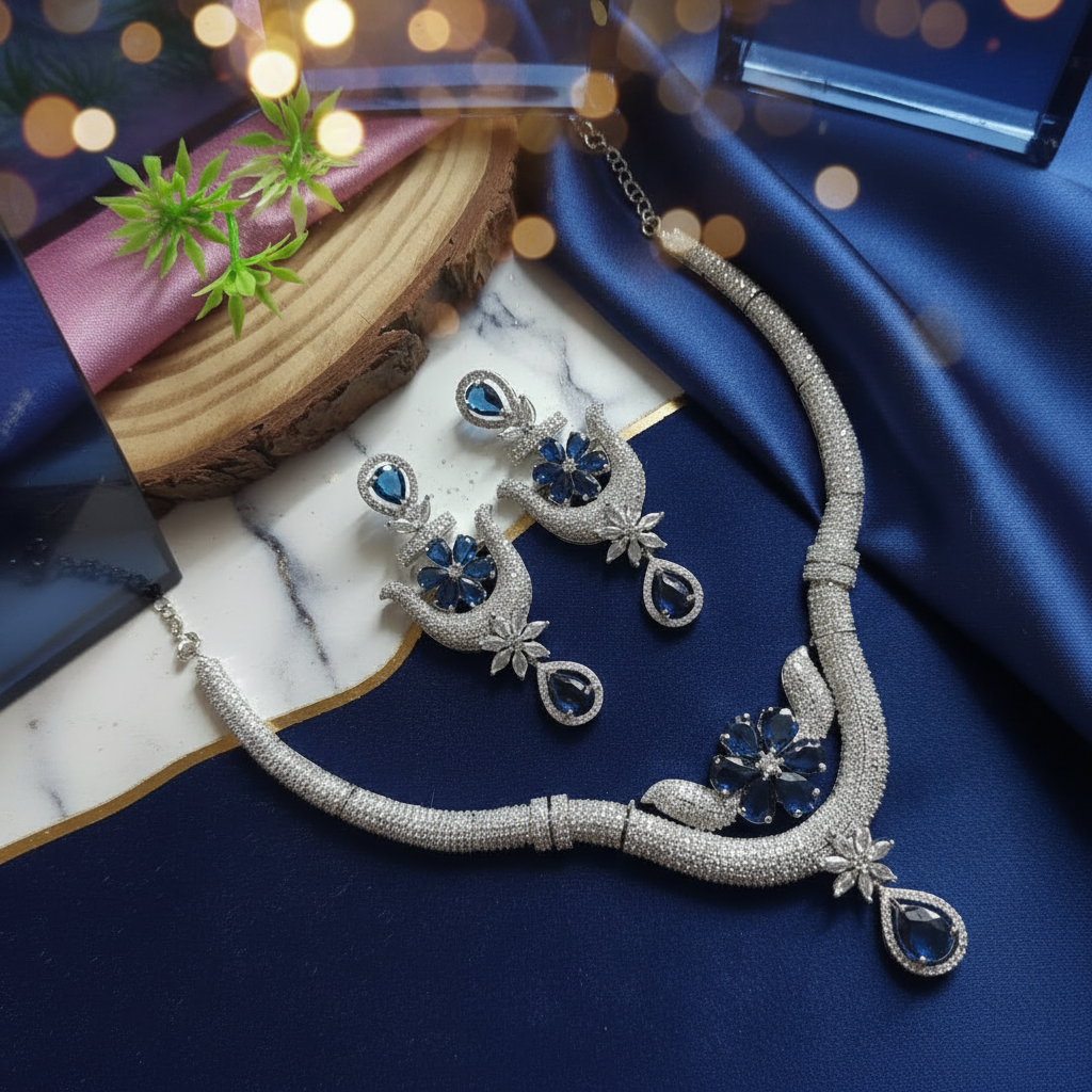 Blue Necklace Set AD Neck13156