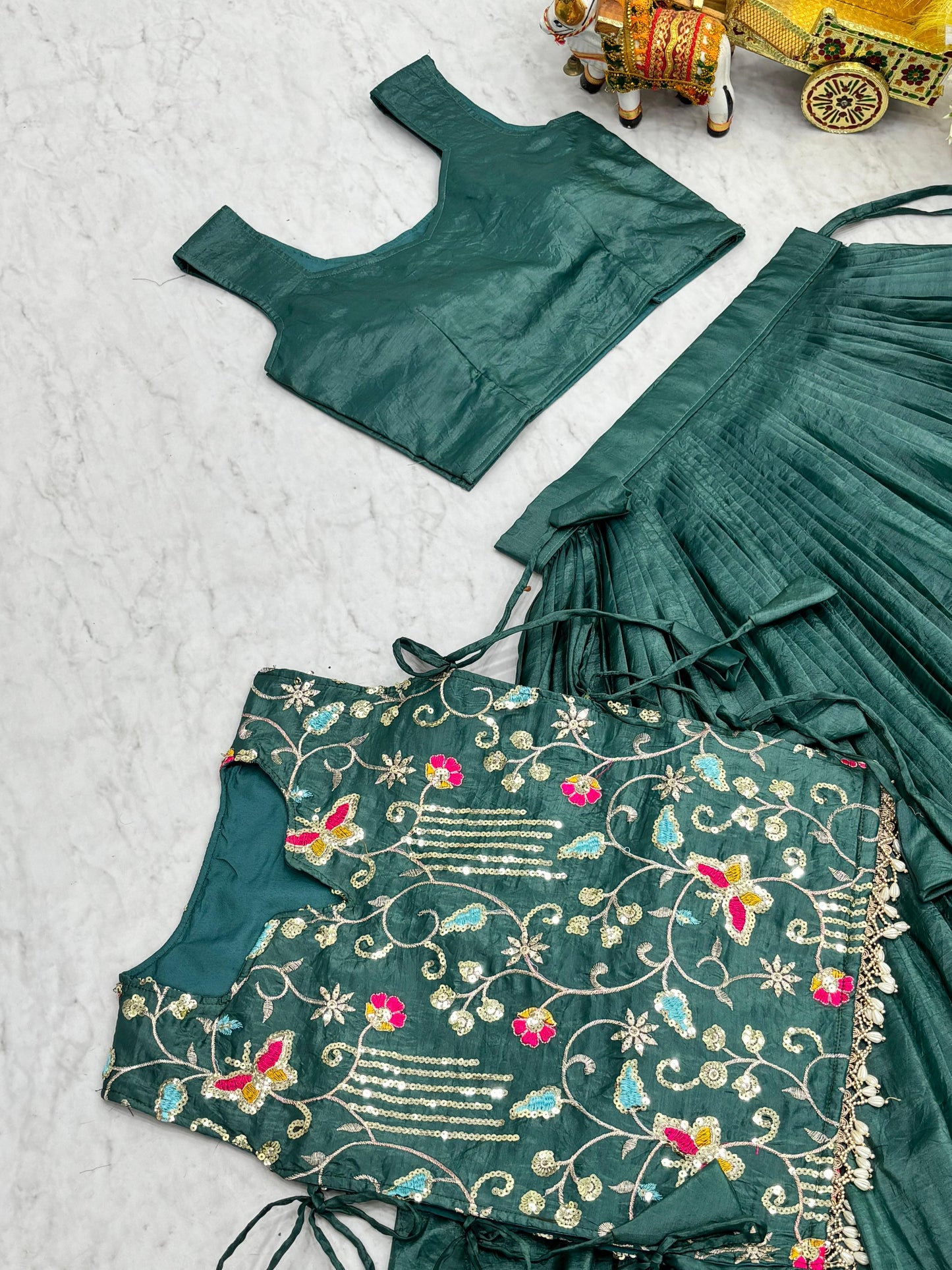 Gold Crush Lehenga With Shrug and Choli