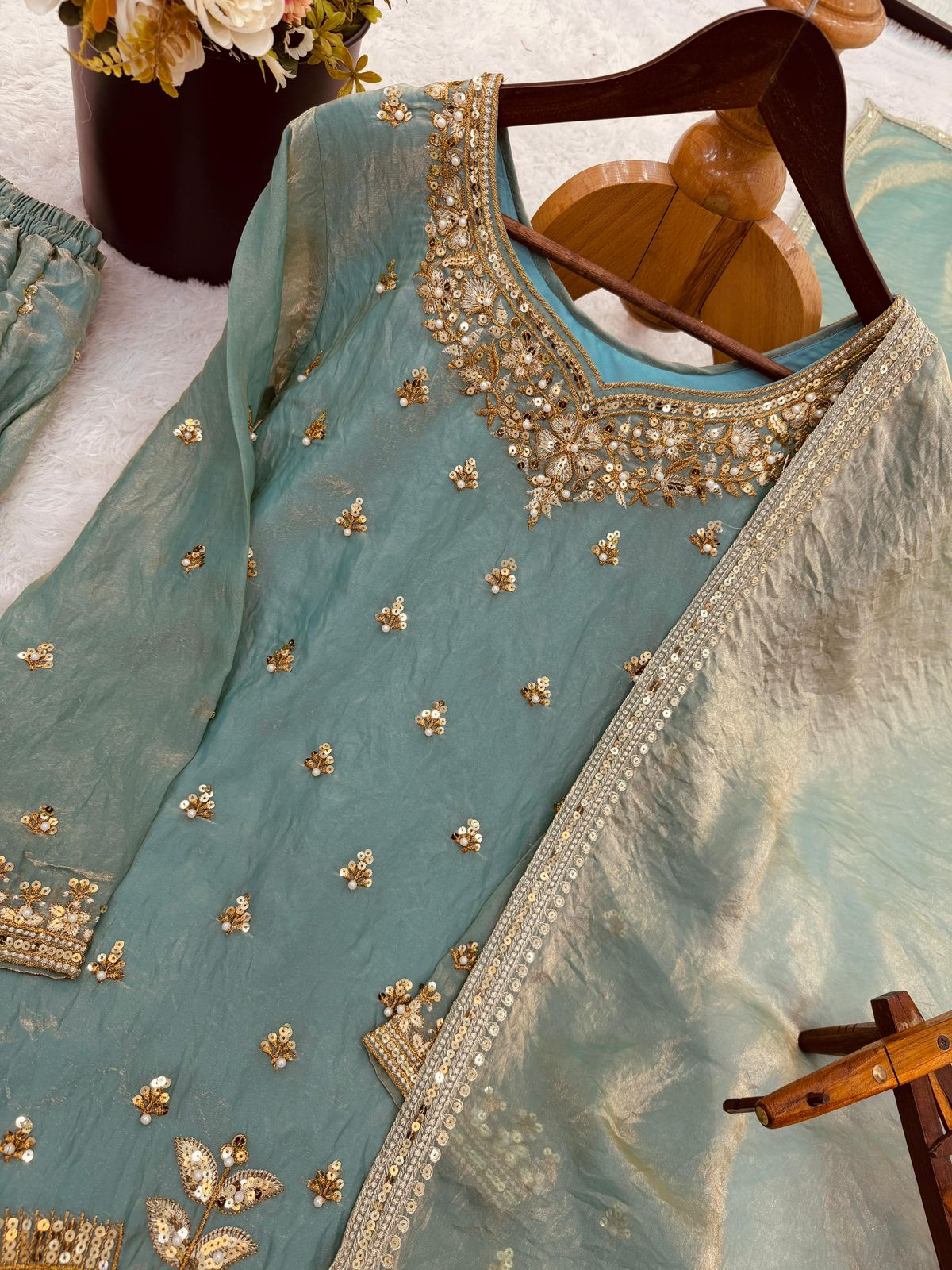 Fendy Silk Embroidered Sharara Set