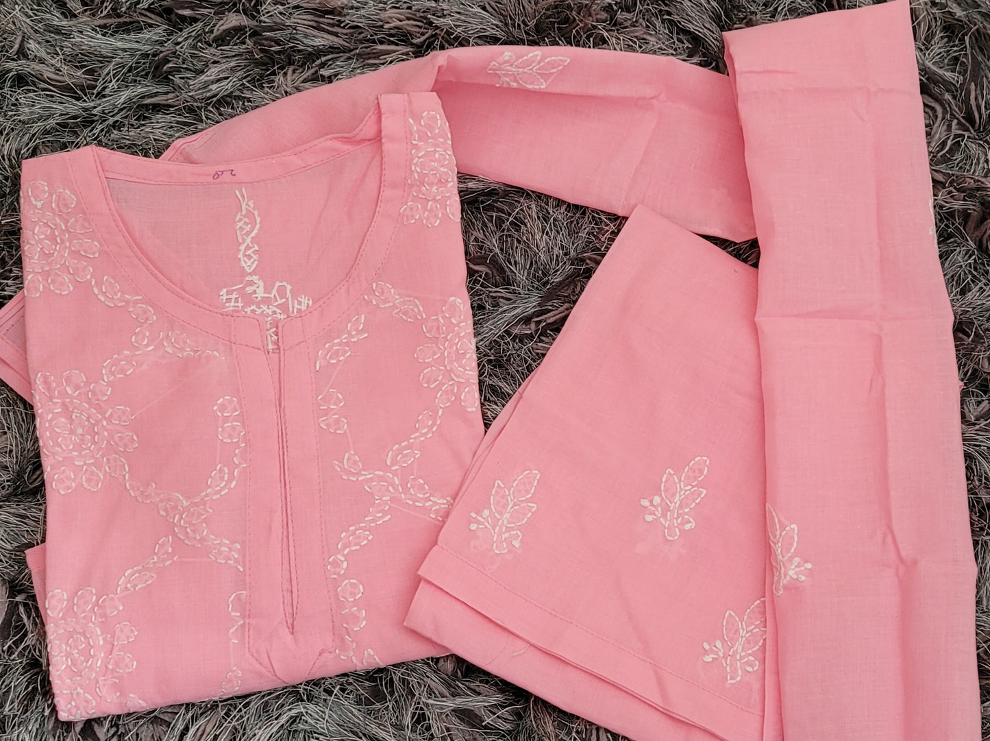 Cotton Chikankari Suit for Girls with Duppata