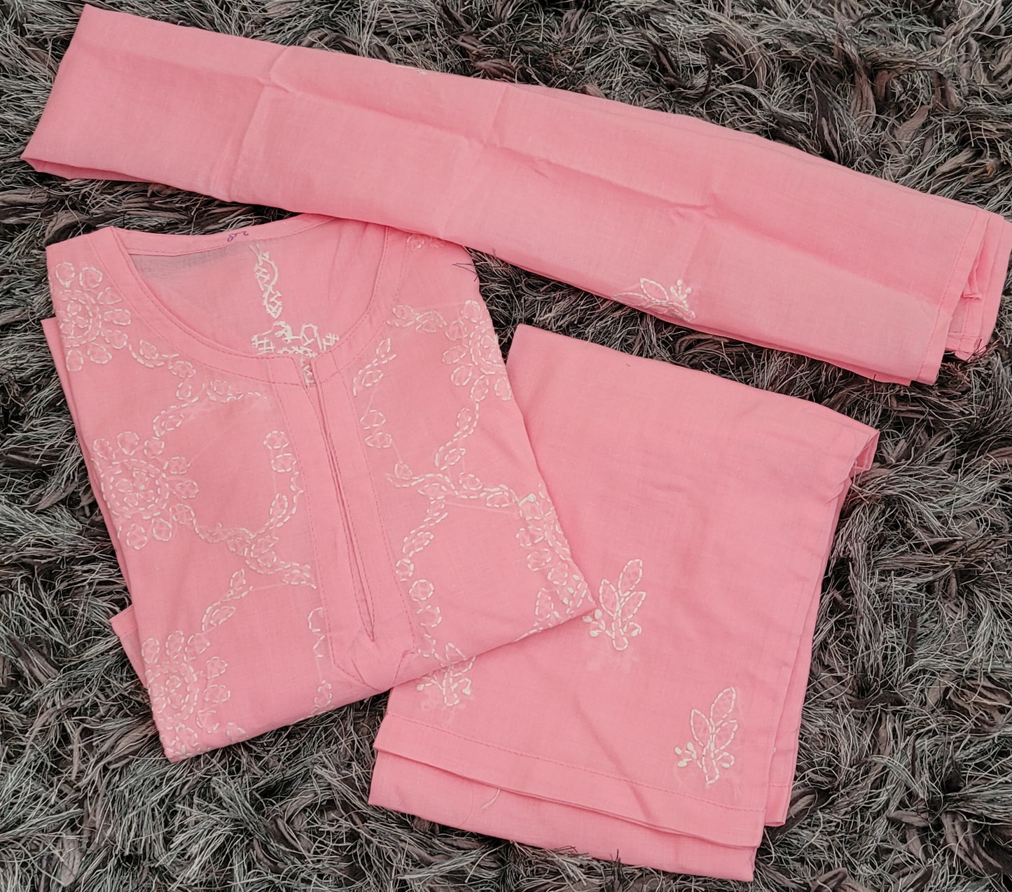 Cotton Chikankari Suit for Girls with Duppata