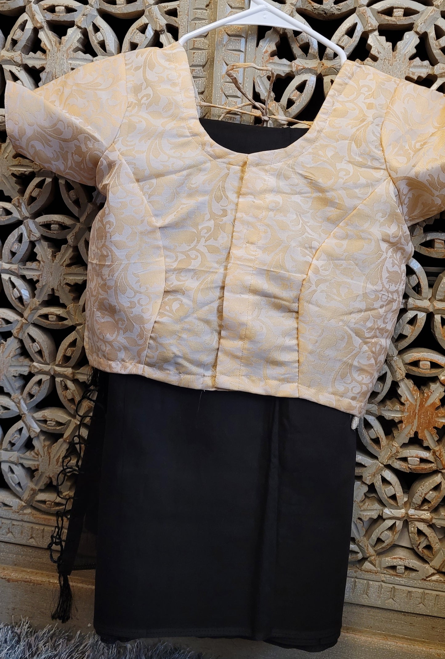 Black Chanderi Cotton Saree with Stitched Blouse