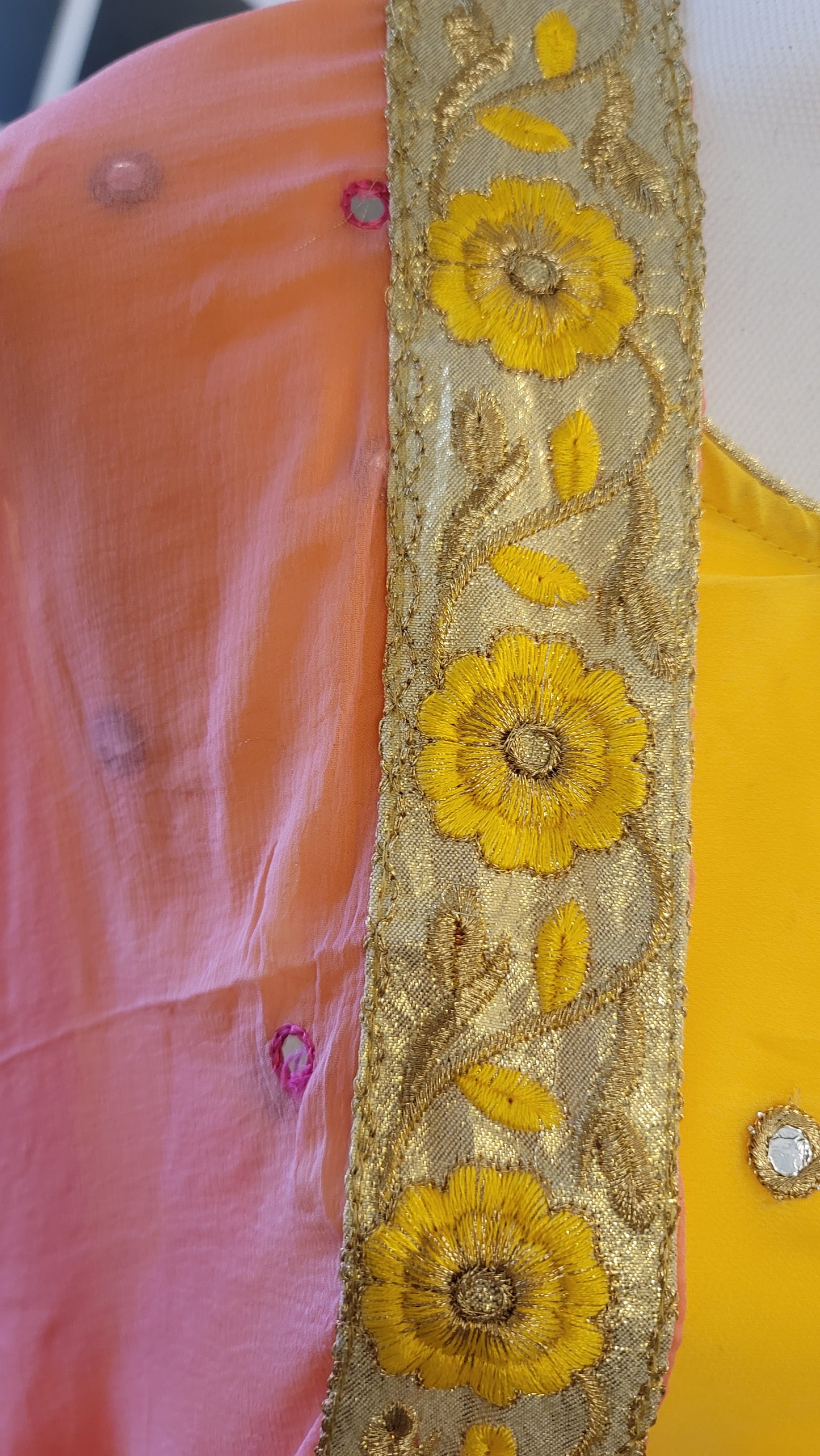 Yellow Georgette Gown/Long Kurti