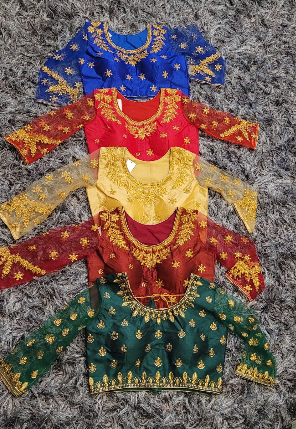 Designer Stitched Blouse with Net Sleeves