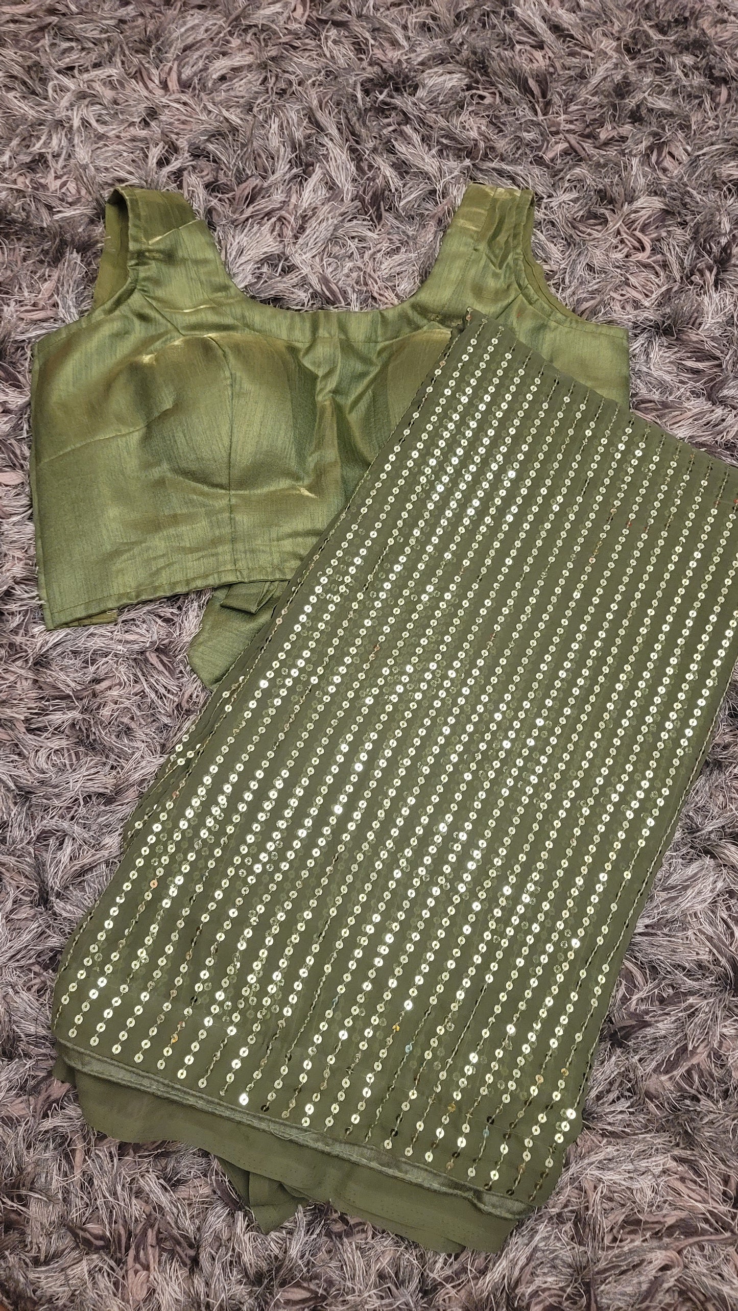 Sequins Saree with Stitched Knotted Blouse