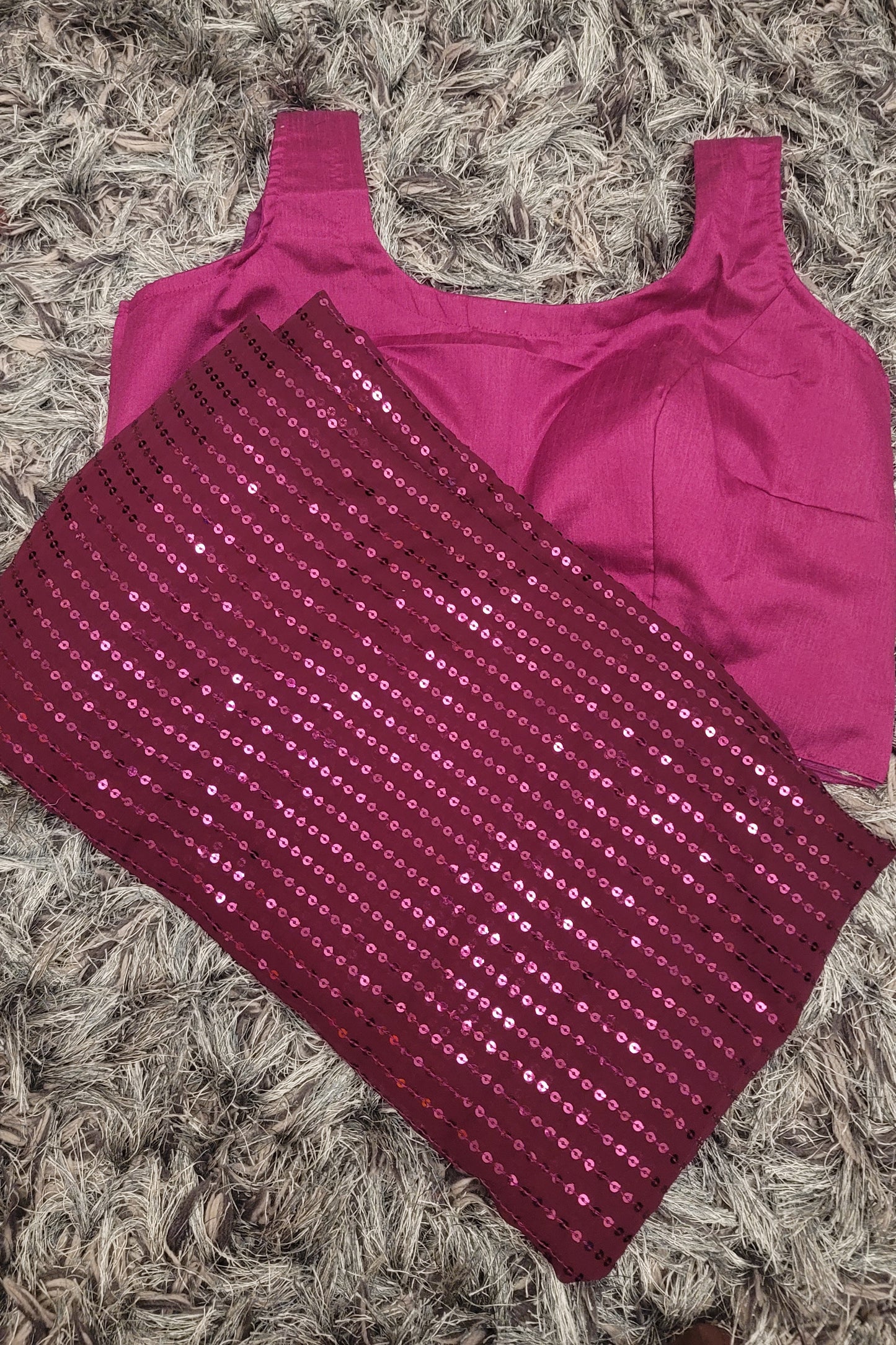 Sequins Saree with Stitched Knotted Blouse