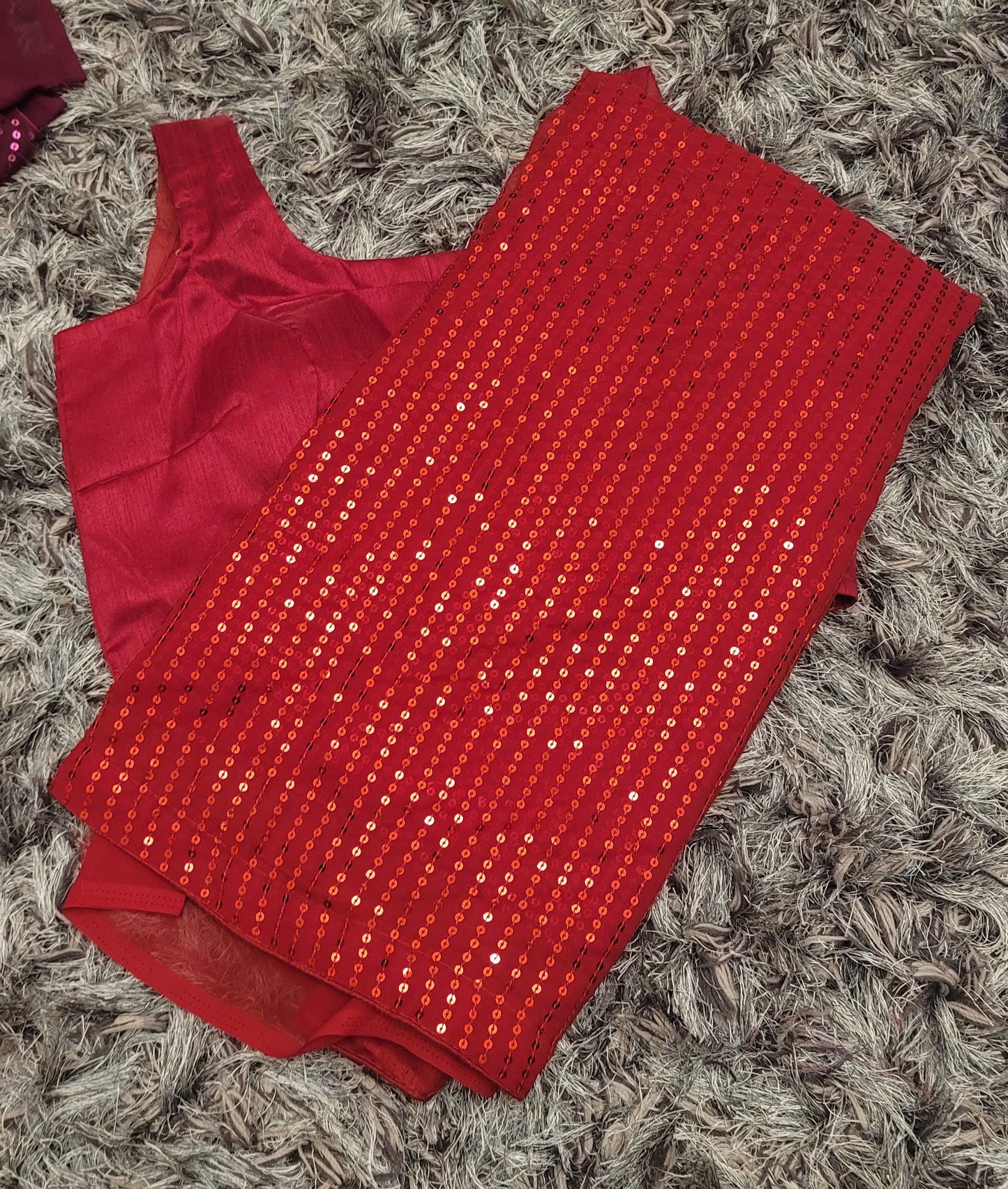 Sequins Saree with Stitched Knotted Blouse