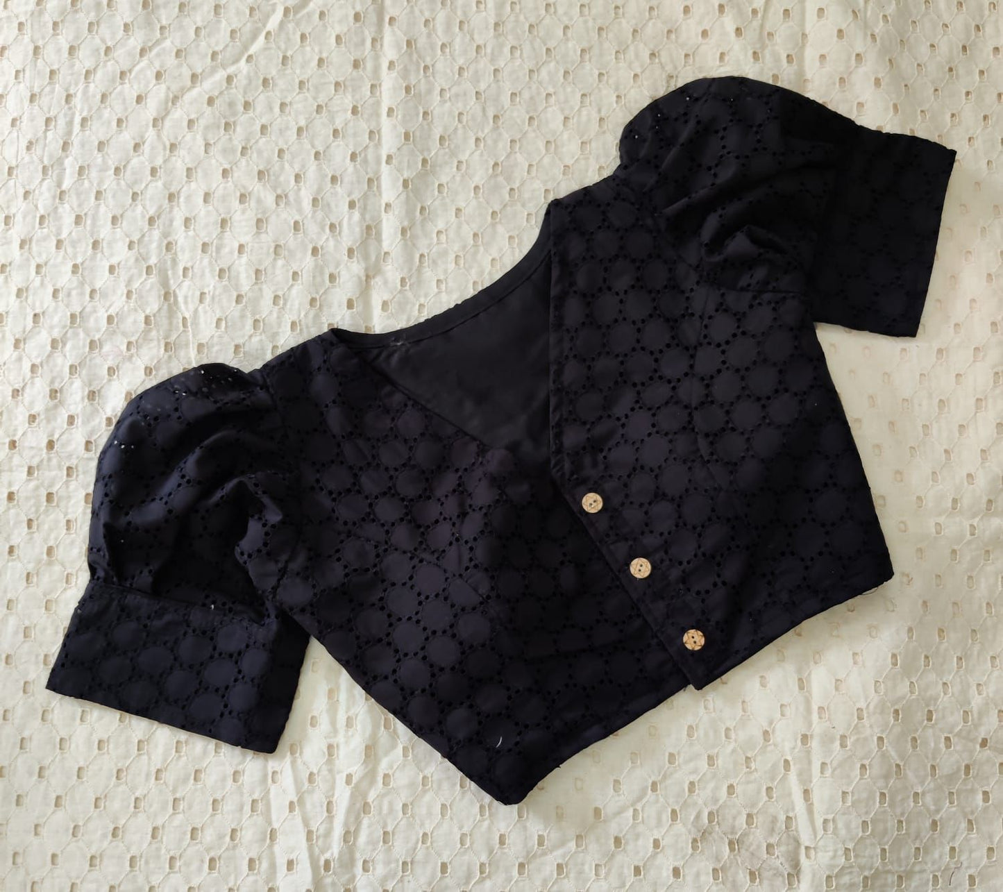 Fully Stitched Hakoba Blouse with Front Button Hook