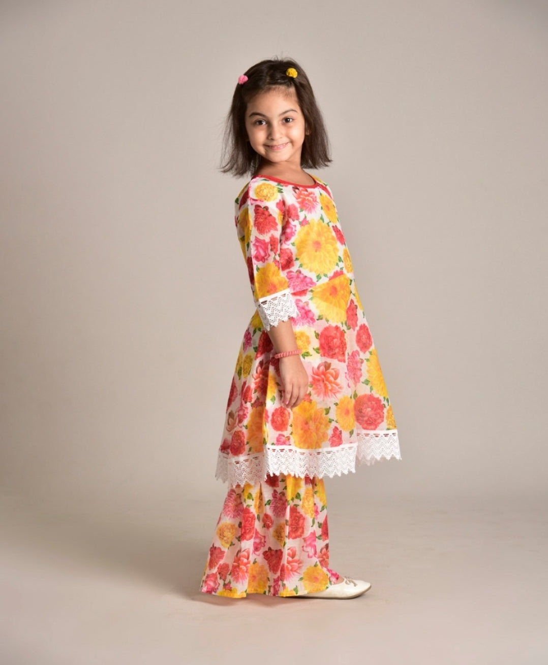 Floral Kurta with Sharara Pants for Girls