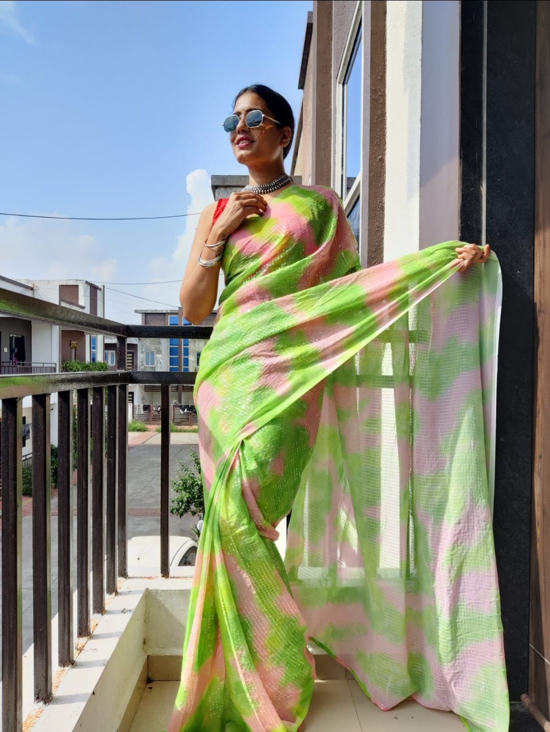 Ready to Wear TieDye Sequins Saree