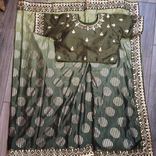 Green Georgette Saree with Stitched Blouse