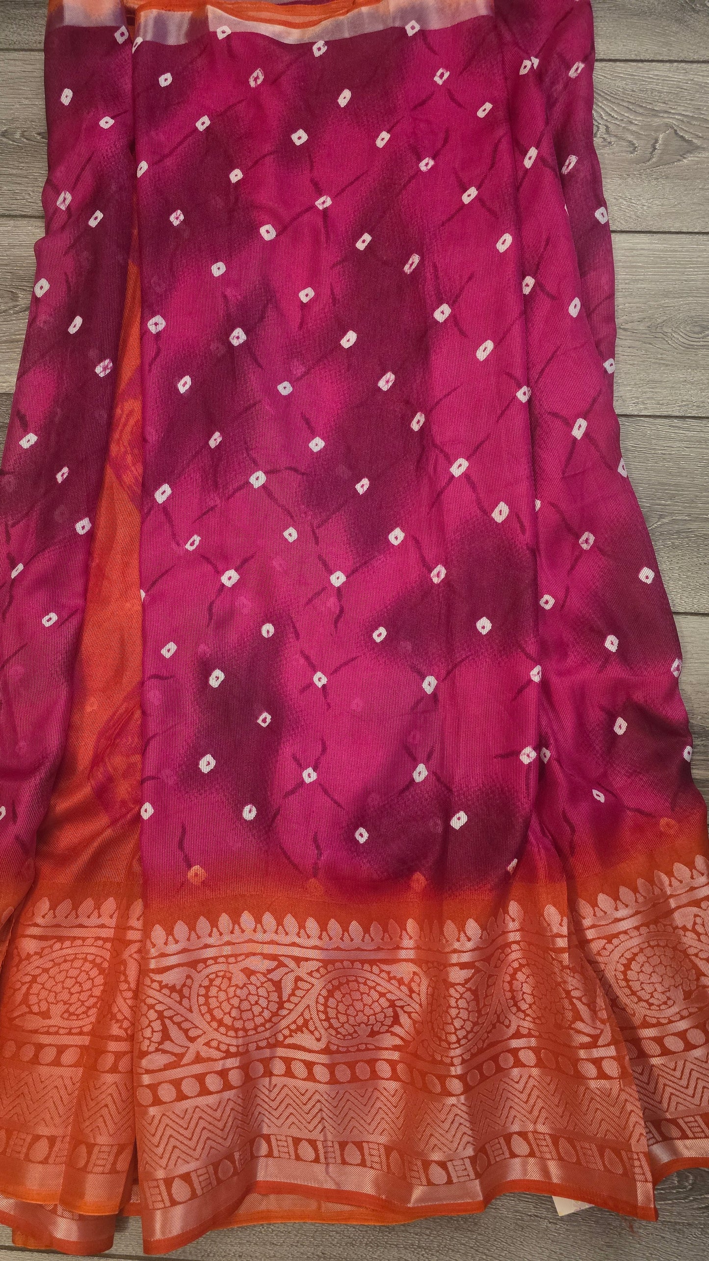 Bandhej Print Semi CottonSaree