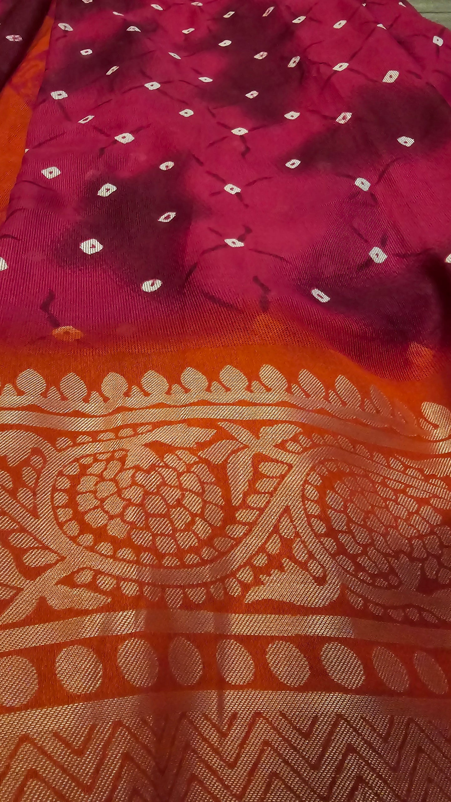 Bandhej Print Semi CottonSaree