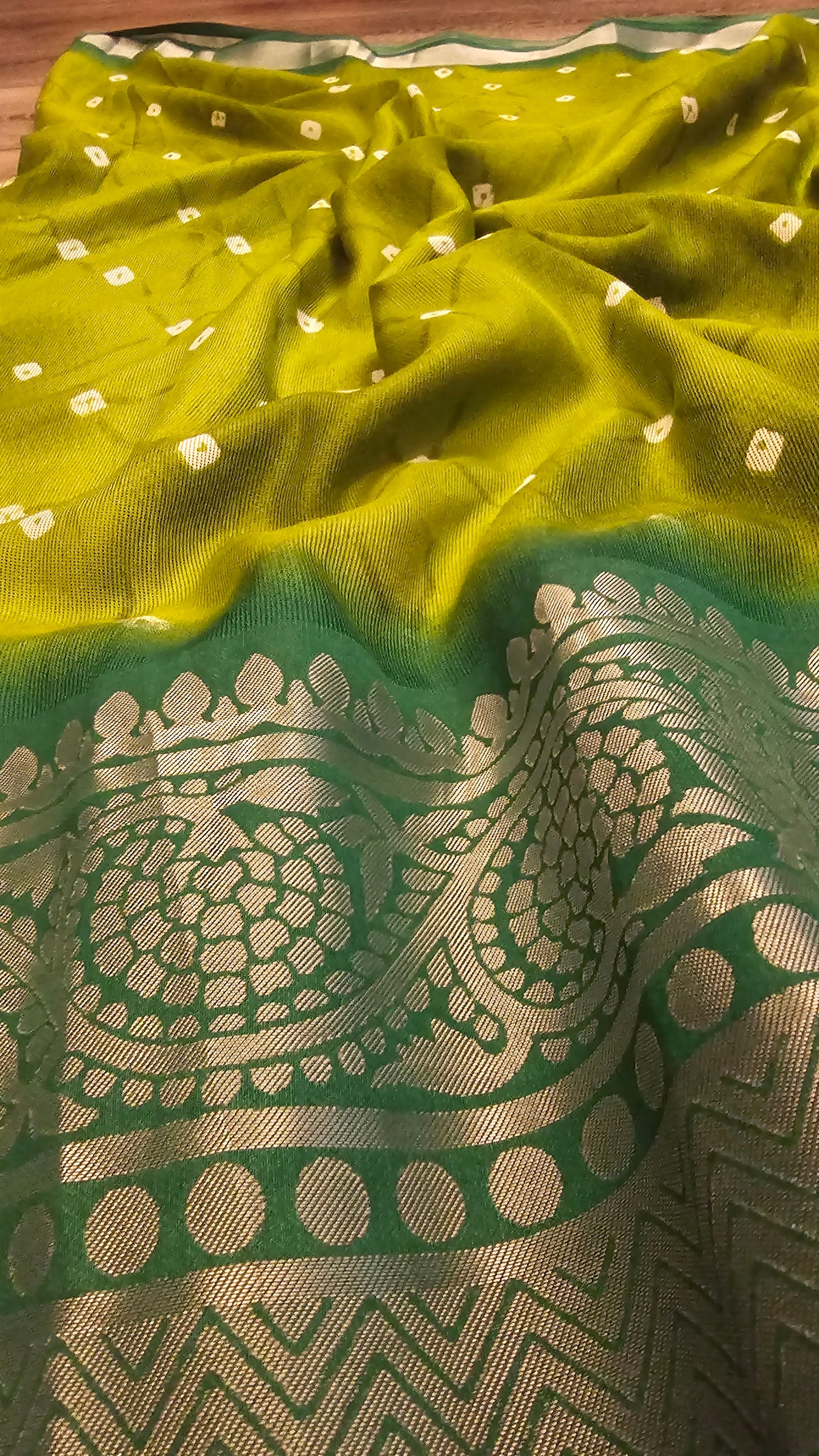 Bandhej Print Semi CottonSaree