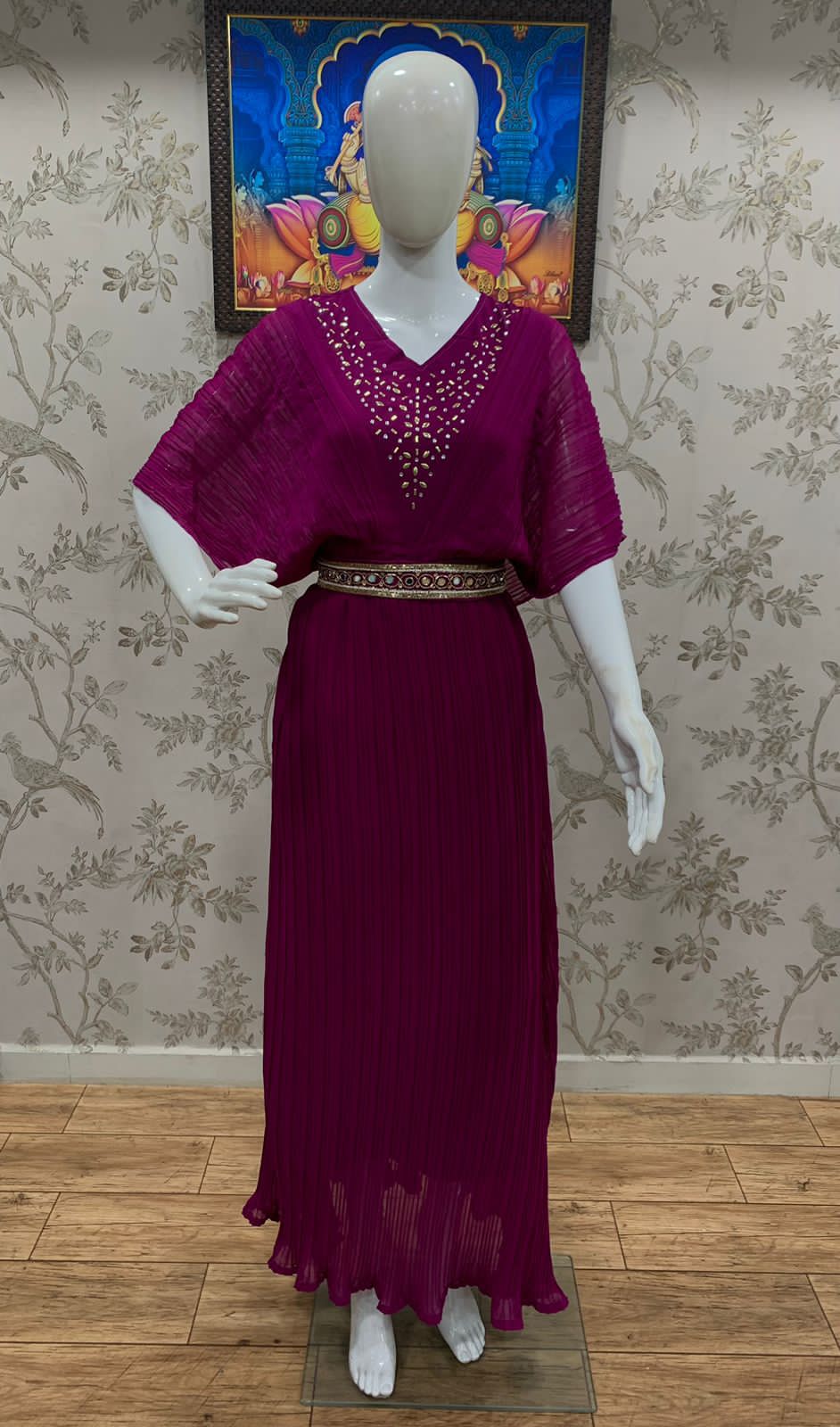 Purple Crush Work Georgette Gown with Belt