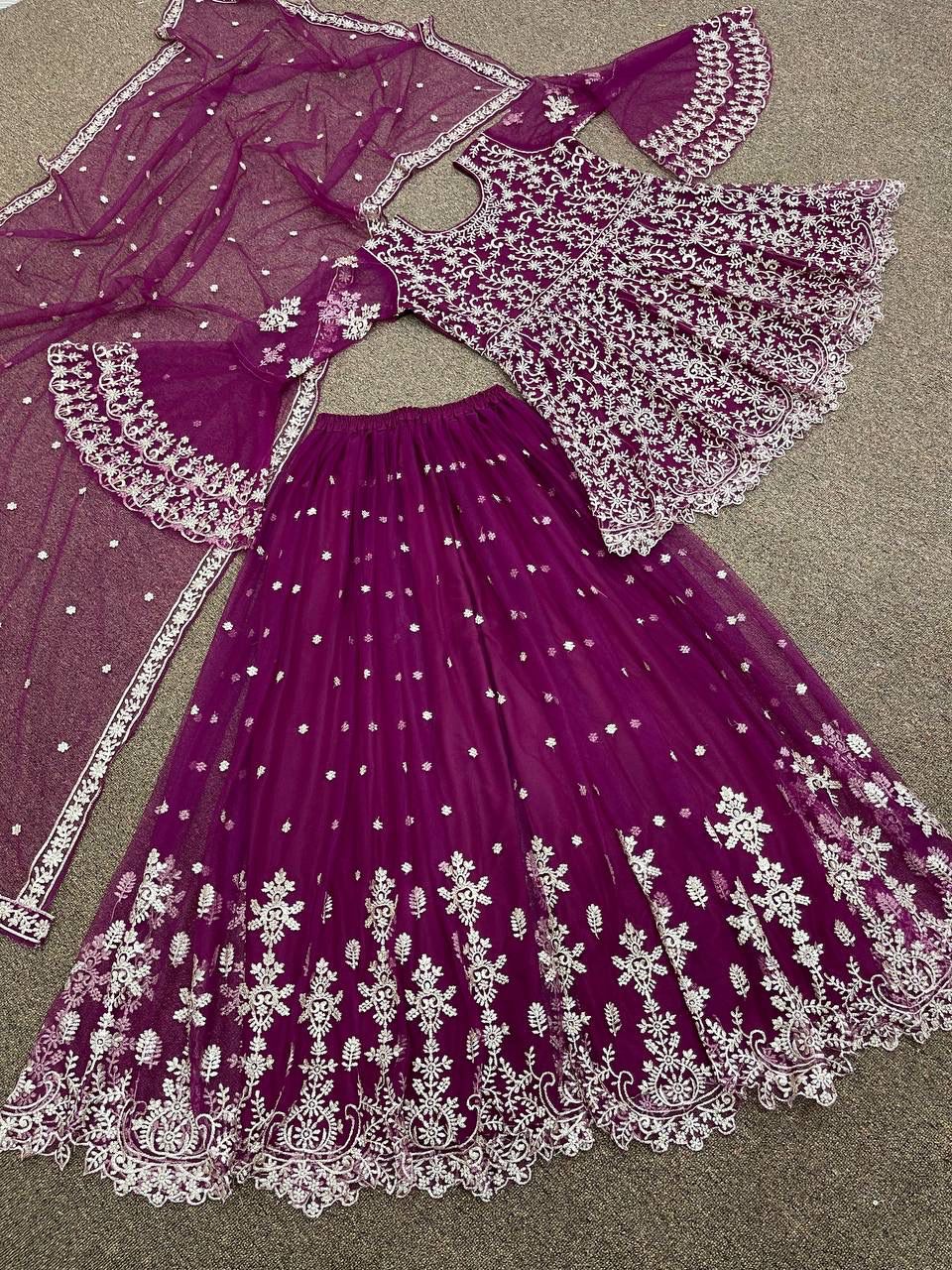 (Preorder)Heavy Embroidery work top Palazzo with Dupatta