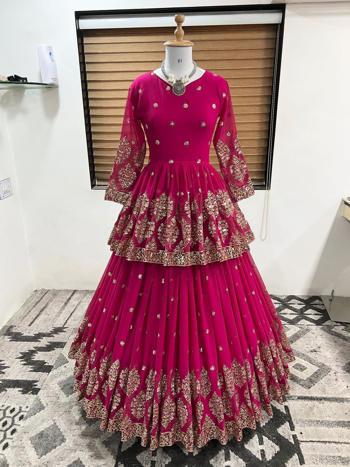 (Preorder)Georgette Embroidery Sequence Work Lehenga