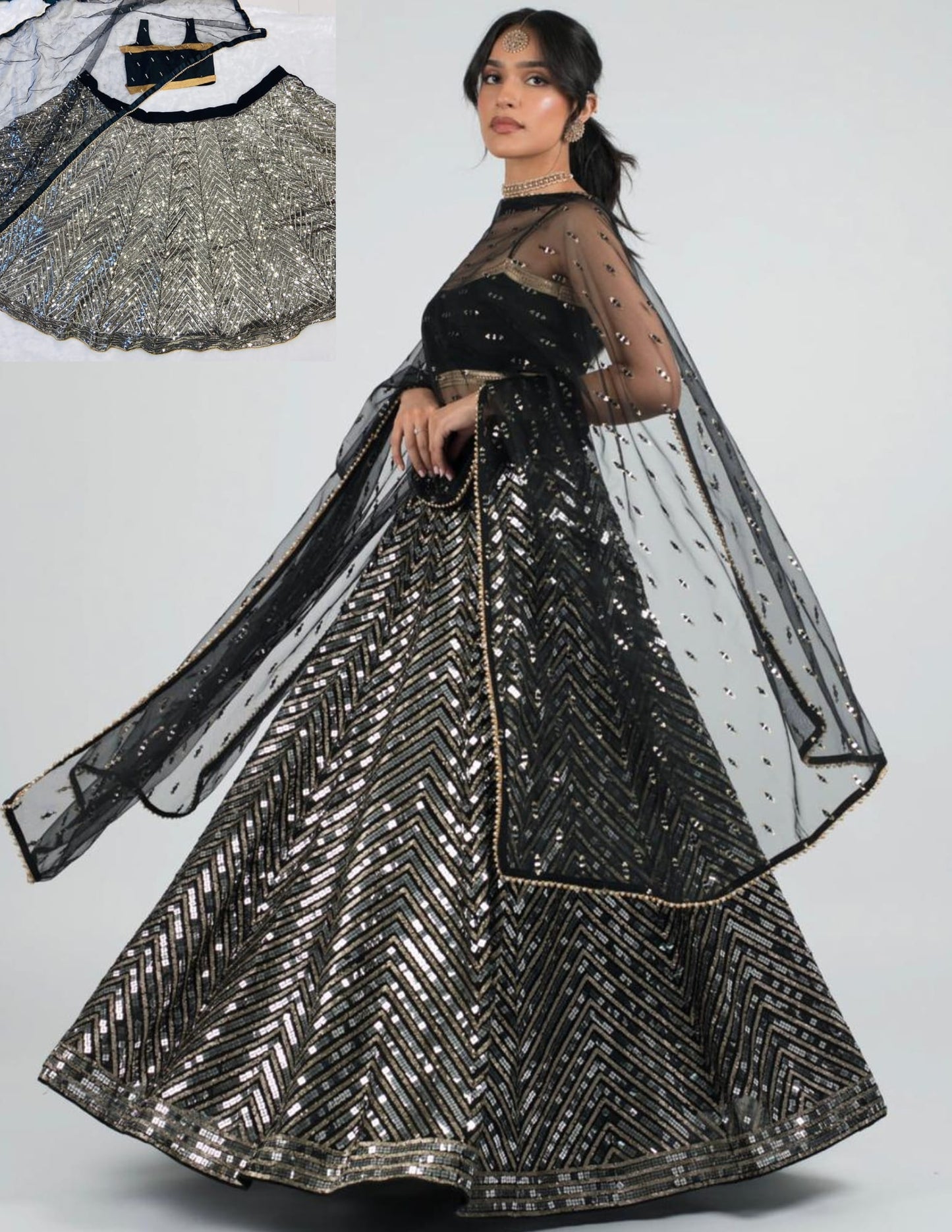 Black Sequence Lehenga