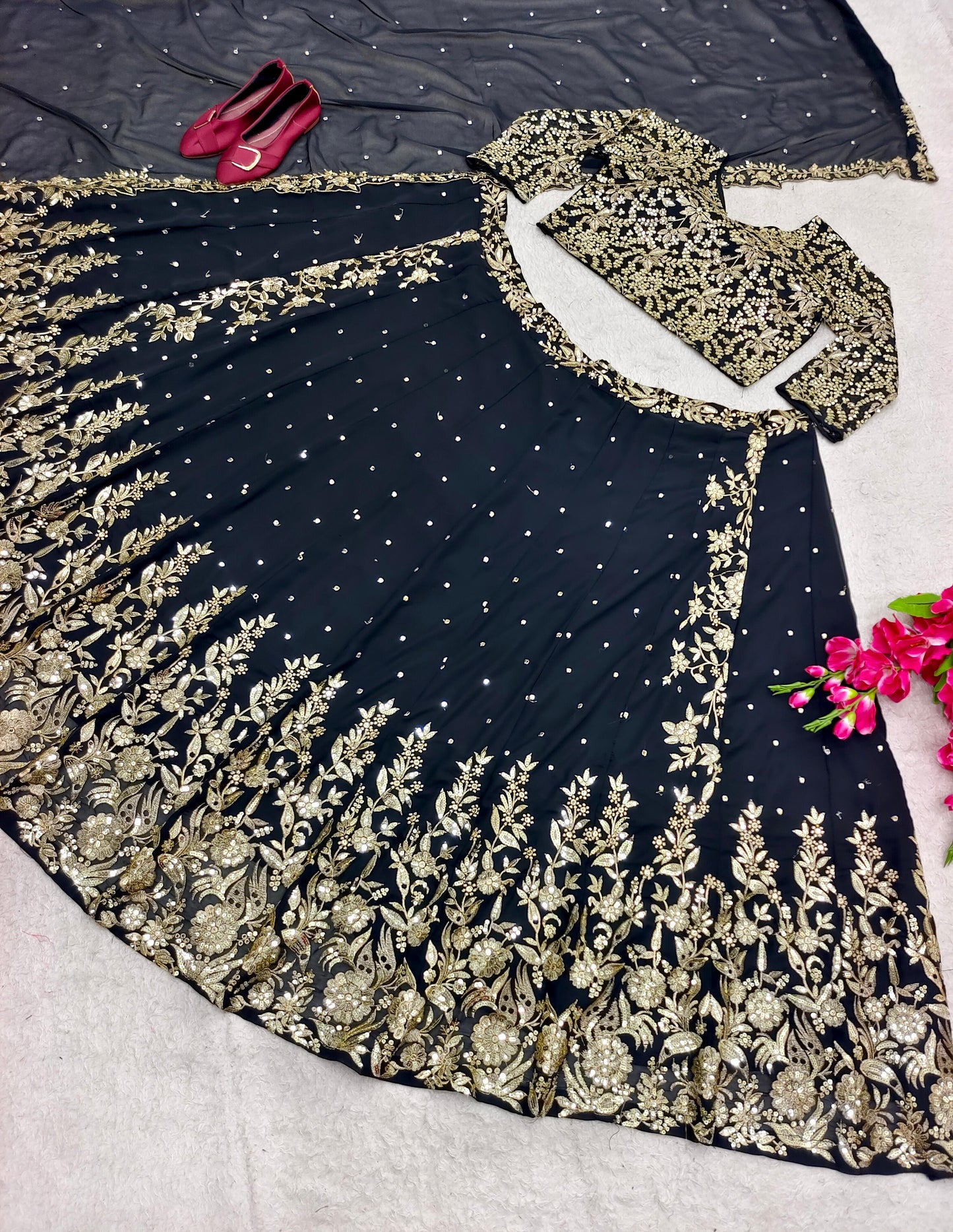 Black Lehenga with Designer Work