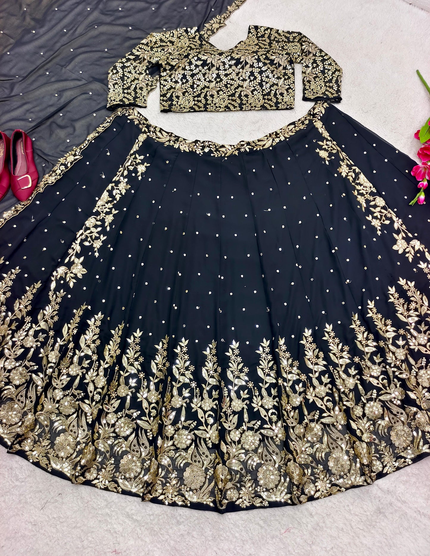 Black Lehenga with Designer Work