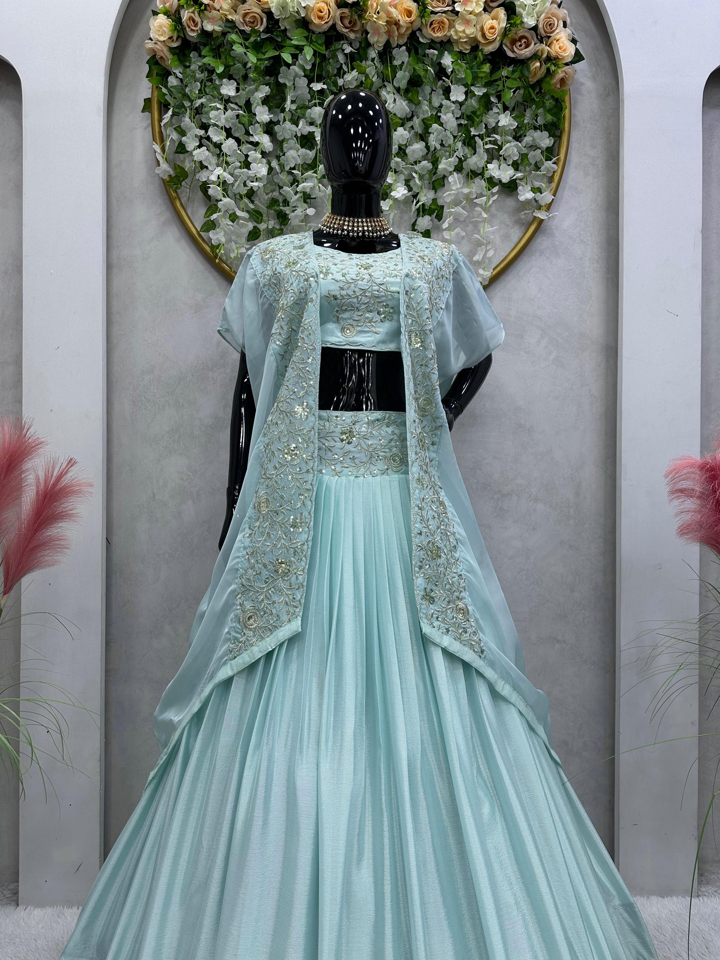 Chinon Blue Lehenga with Shrug