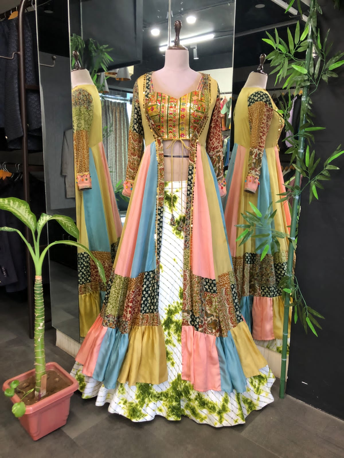 Traditional Indo Western Lehenga with Long Shrug