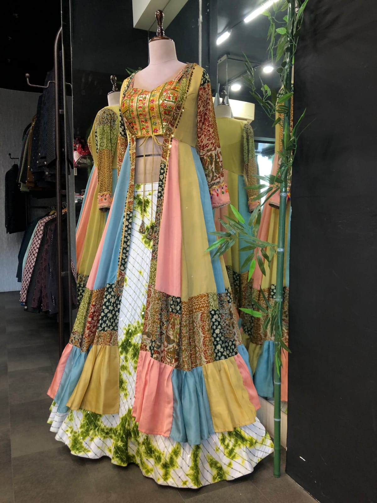 Traditional Indo Western Lehenga with Long Shrug