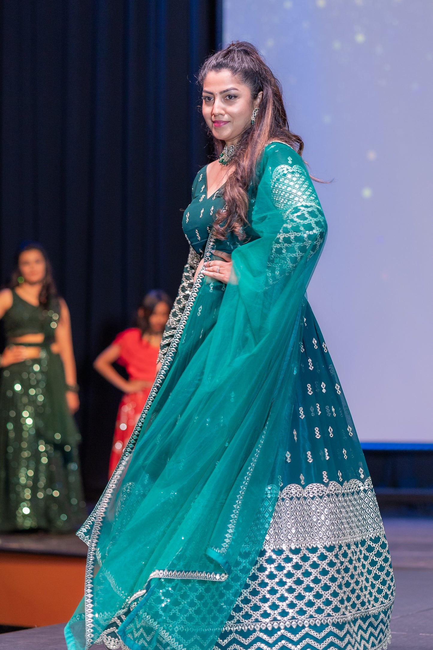 Teal Blue Georgette Lehenga