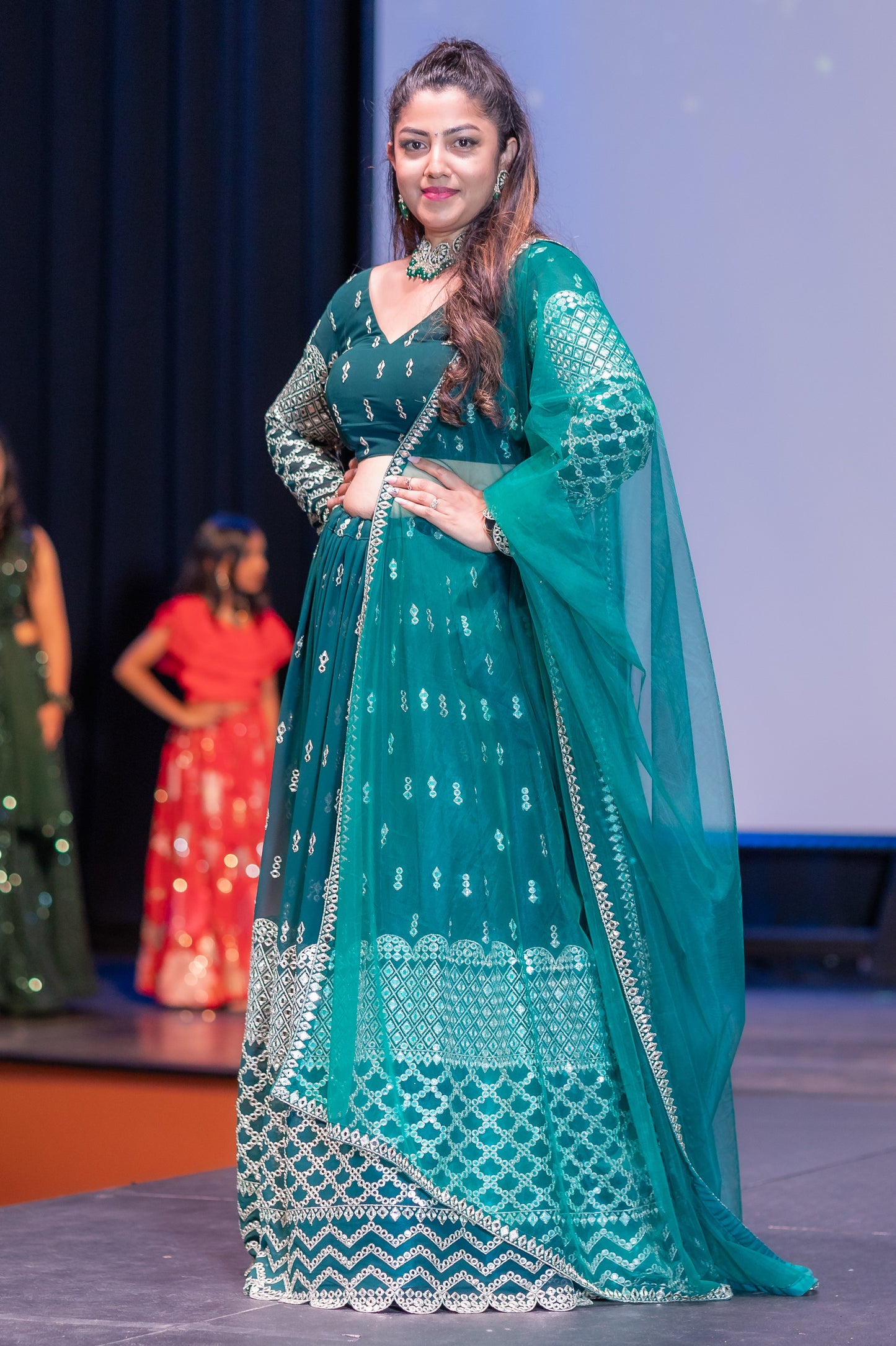 Teal Blue Georgette Lehenga