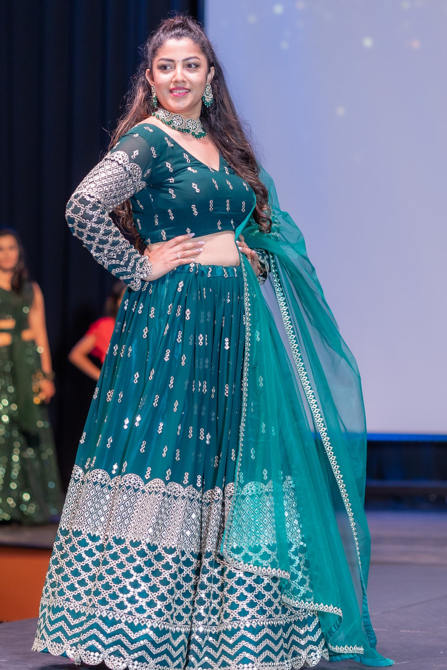 Teal Blue Georgette Lehenga