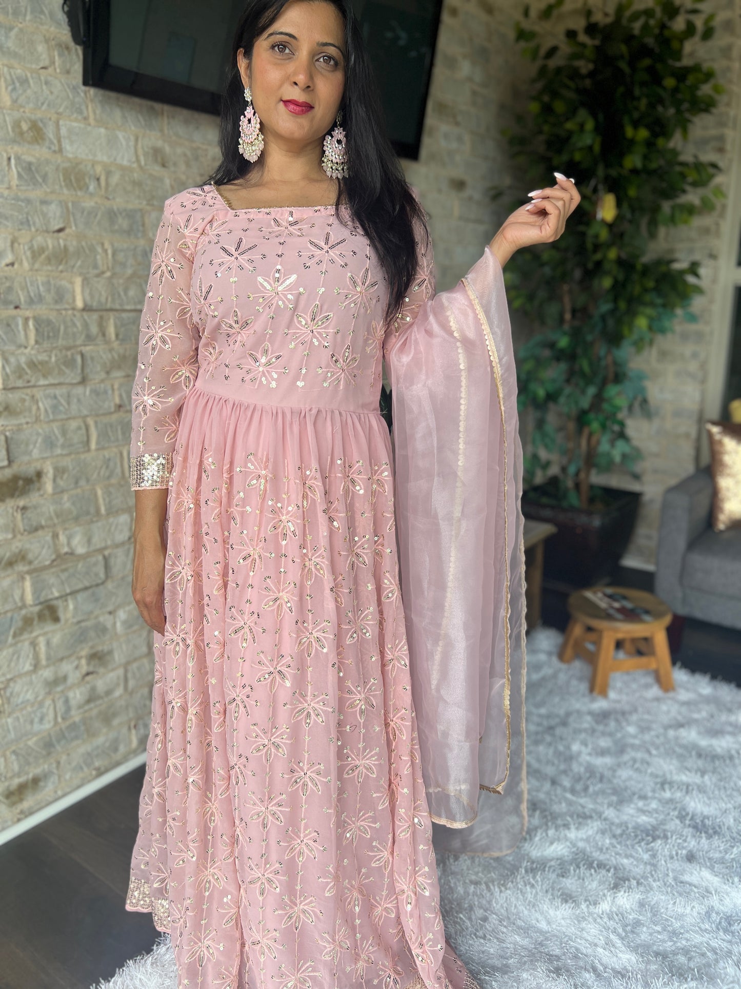 Pink Designer Sequence Gown