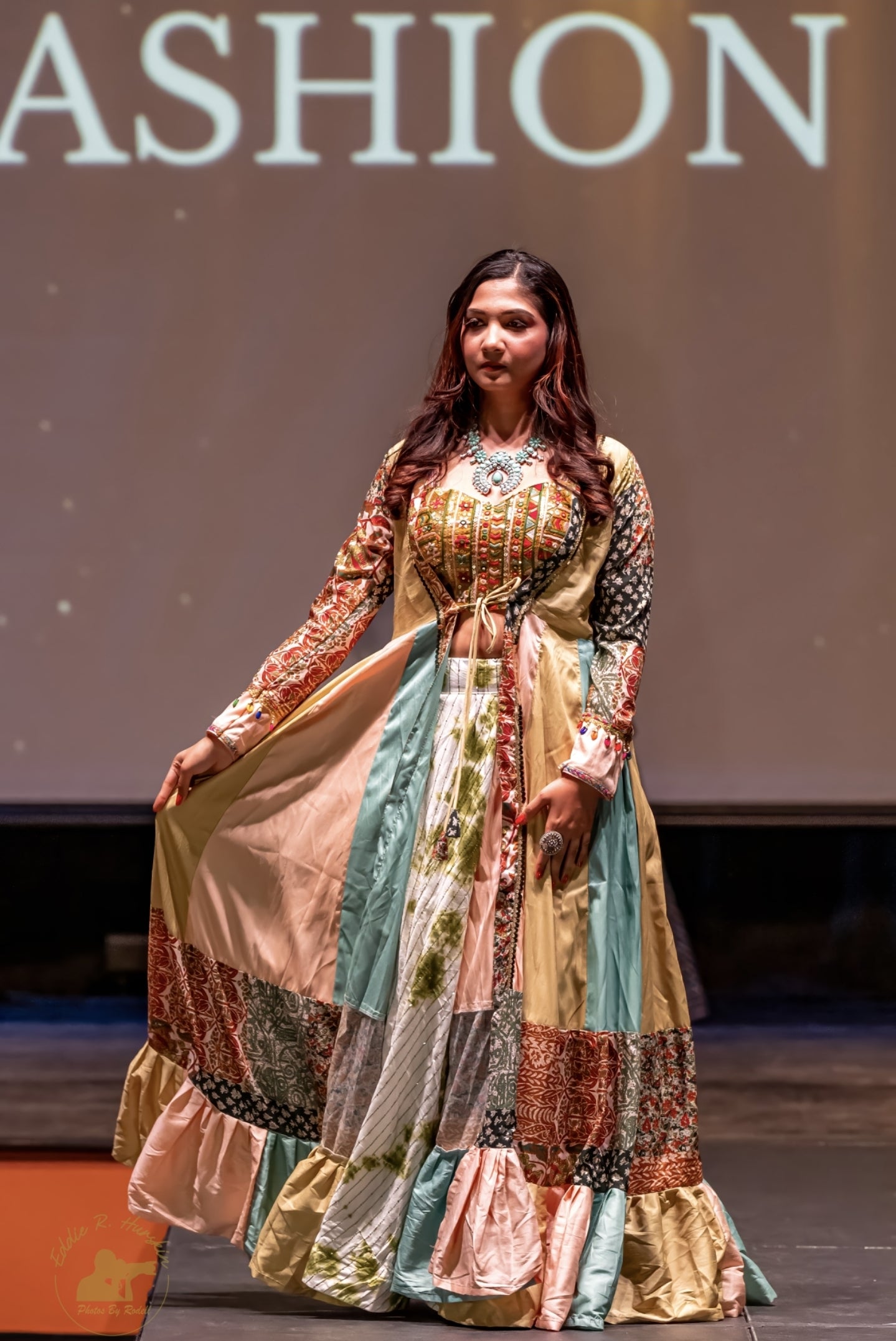 Traditional Indo Western Lehenga with Long Shrug