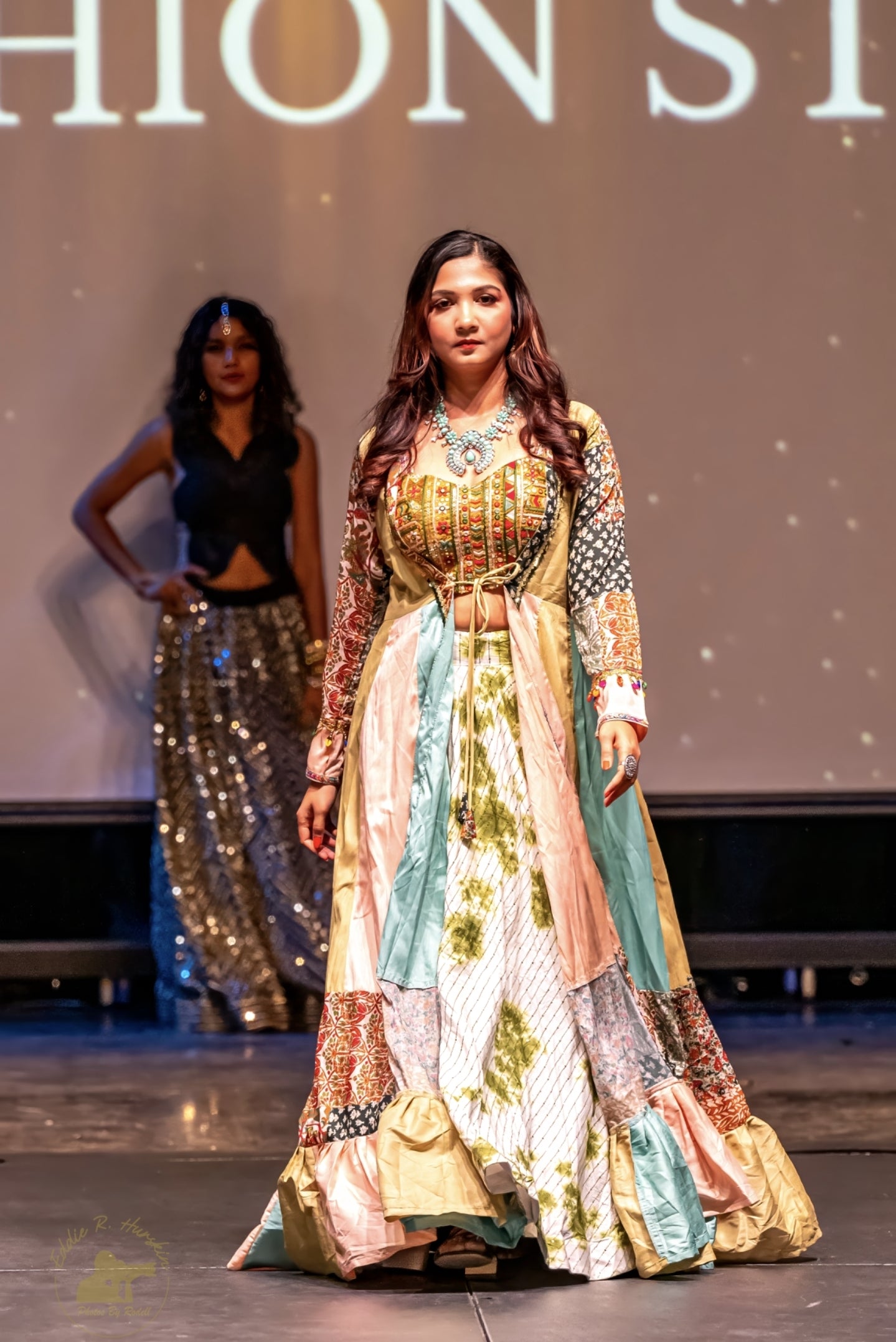 Traditional Indo Western Lehenga with Long Shrug