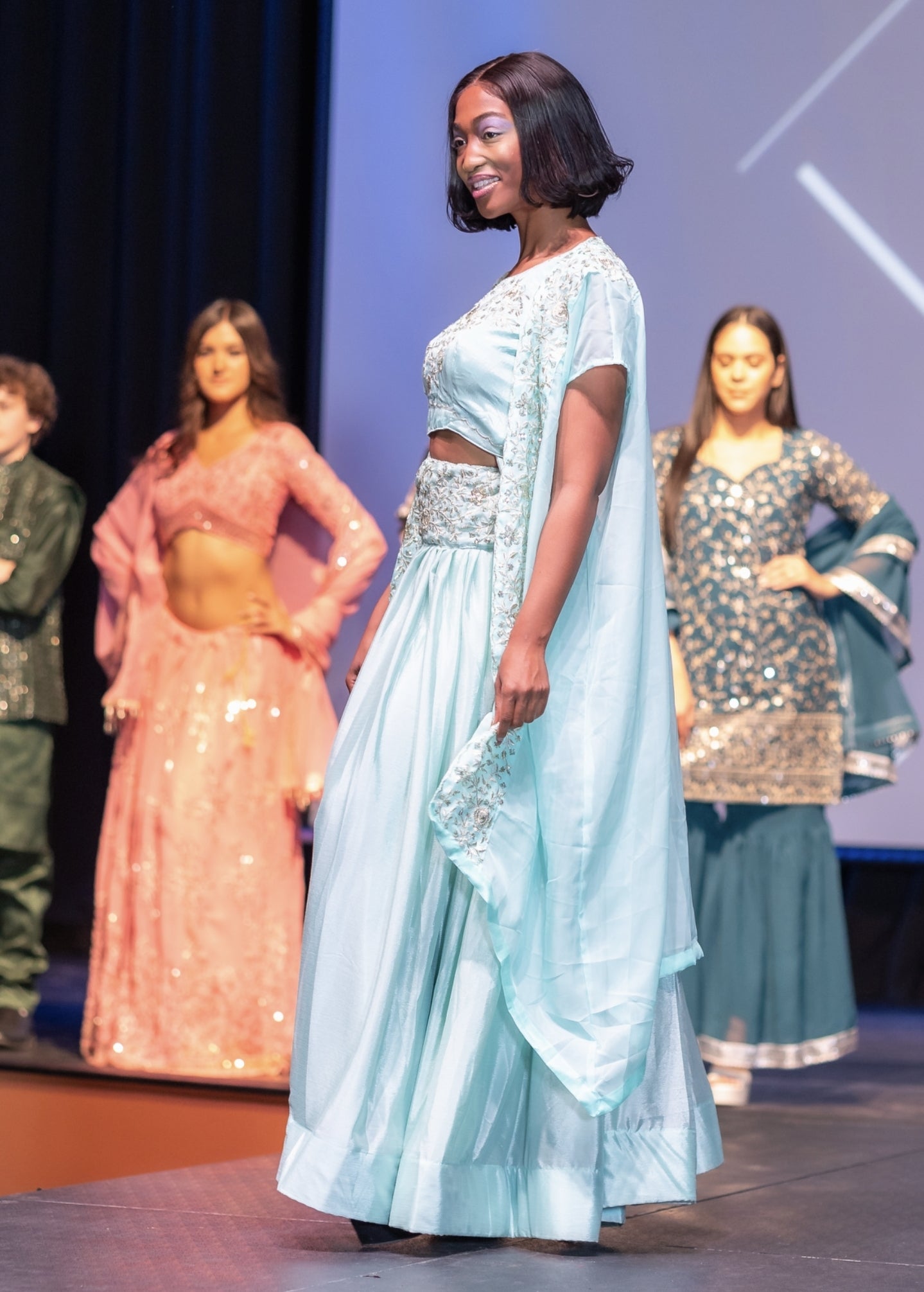 Chinon Blue Lehenga with Shrug