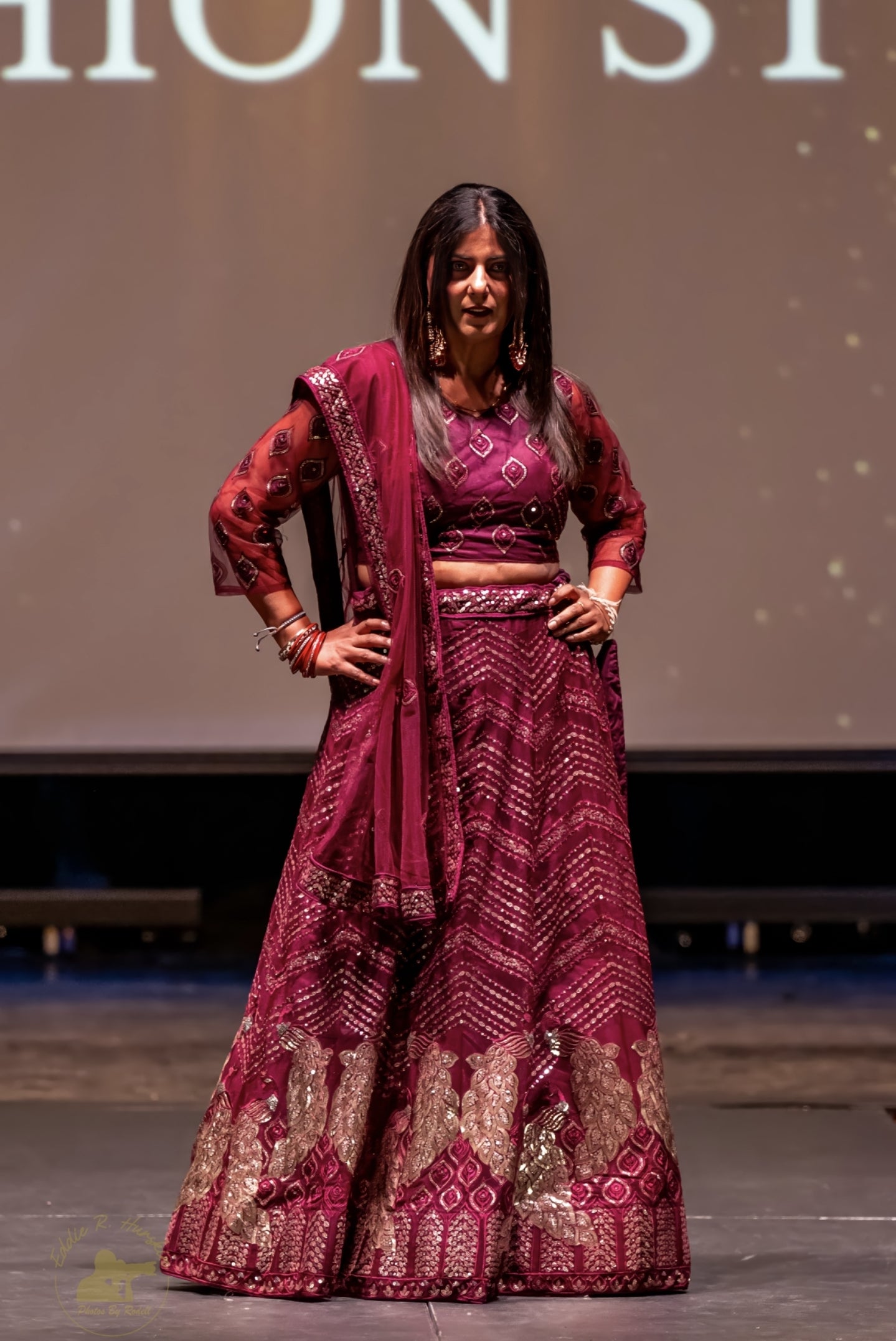 Burgundy Lehenga with Coding Work