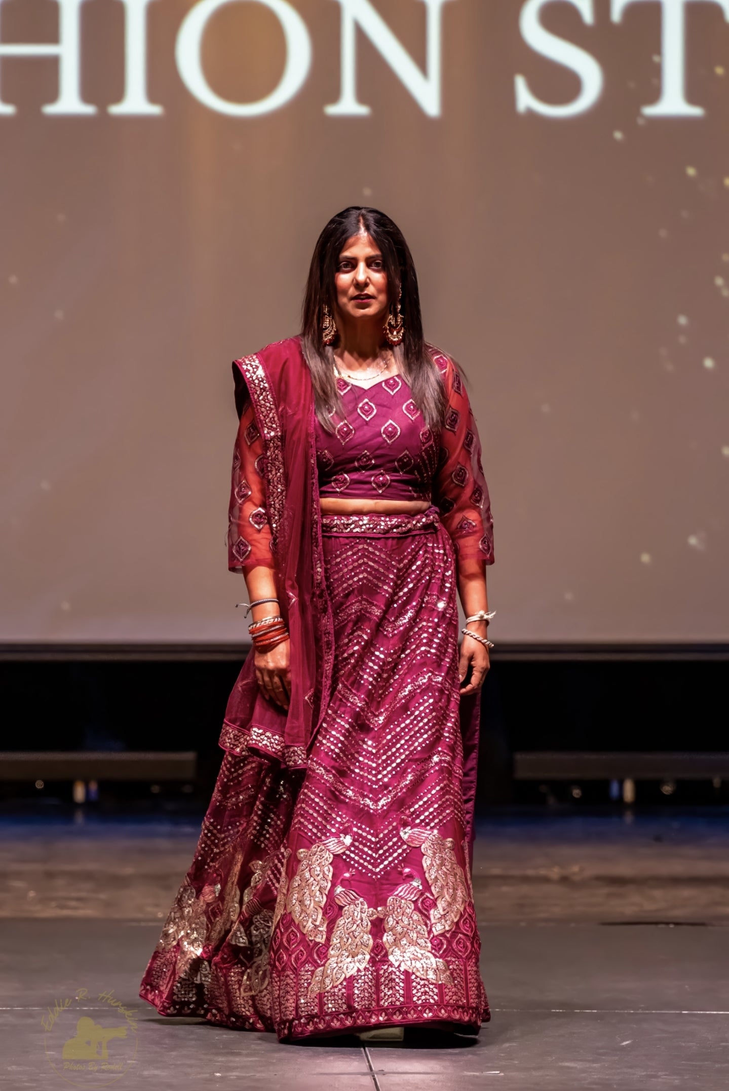 Burgundy Lehenga with Coding Work