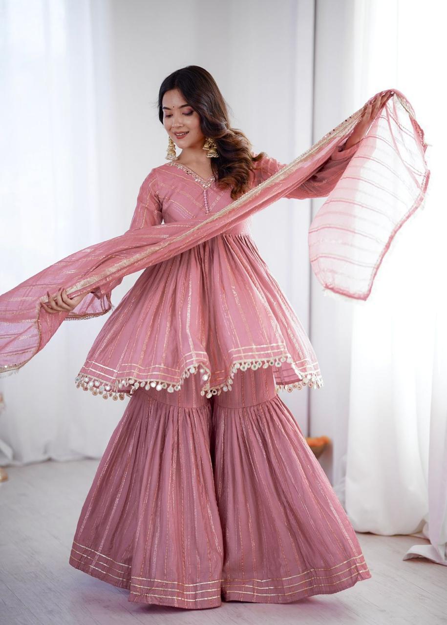 Designer Chanderi Fabric Sharara Set