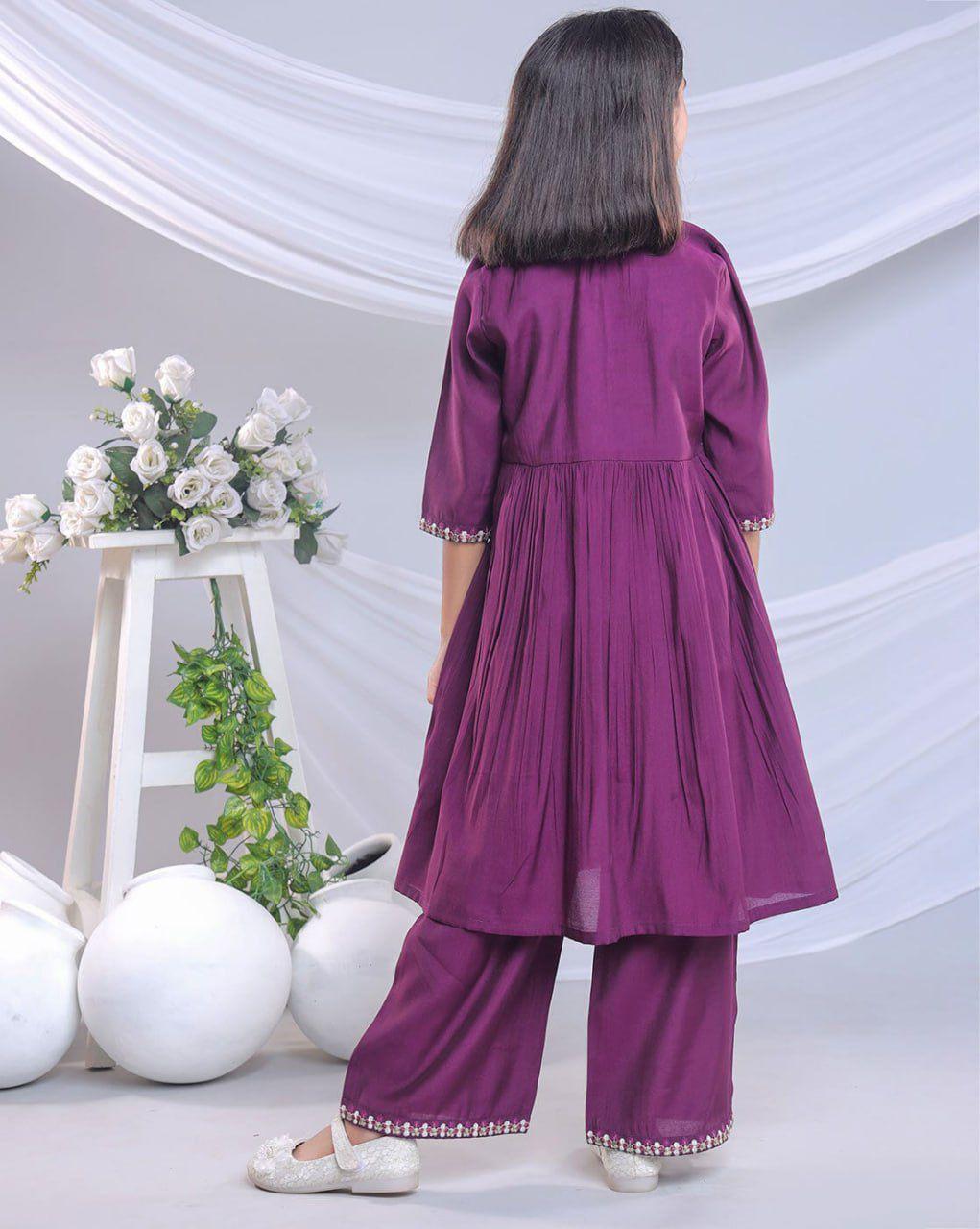 Girls Kurta Set crafted in viscose fabric with elegant heavy embroidery sequin work