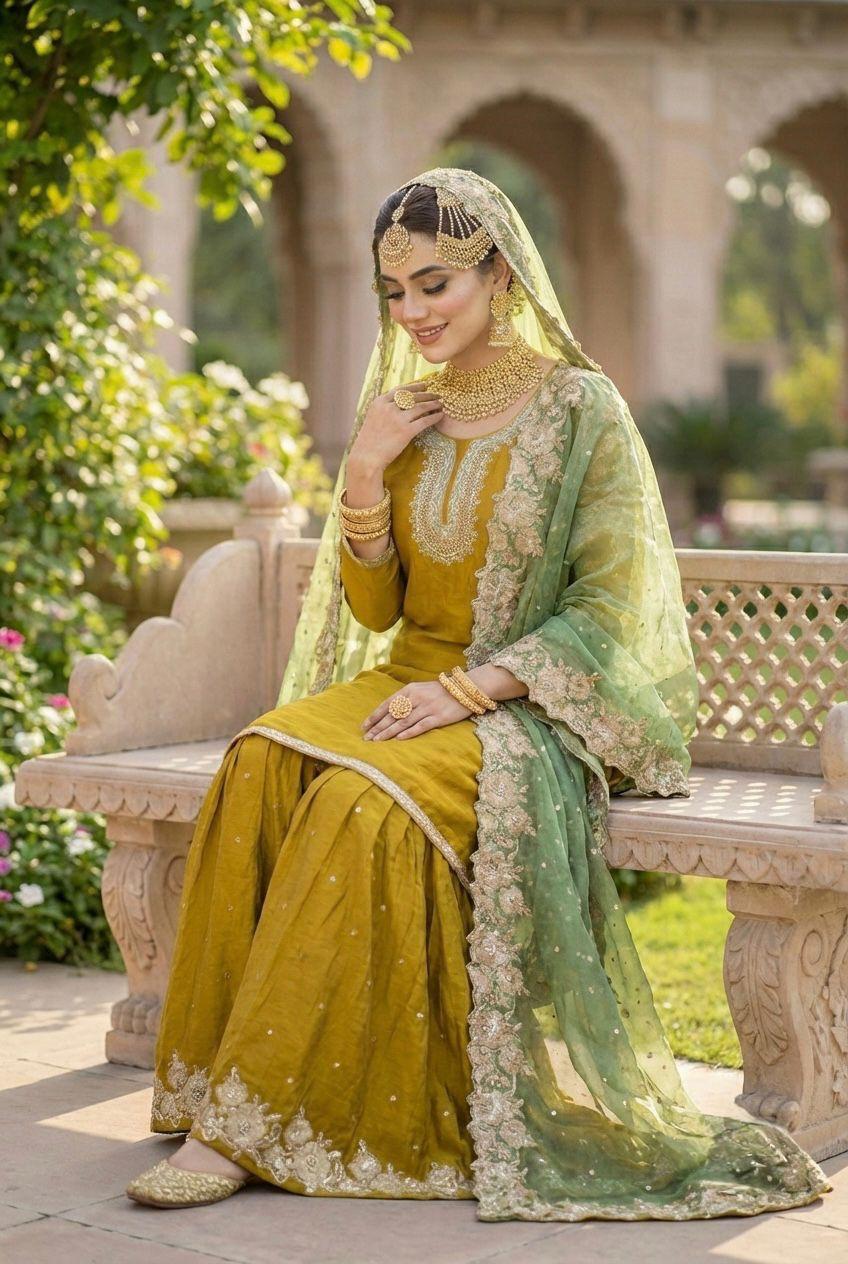 Fendy silk Palazzo Suit with graceful embroidery and sequin detailing
