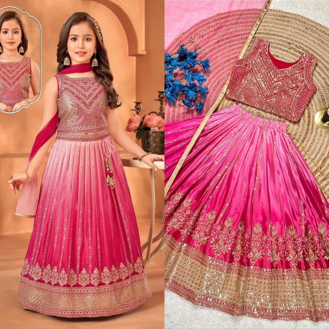 Soft Chinon silk sequin embroidery Girls Lehenga