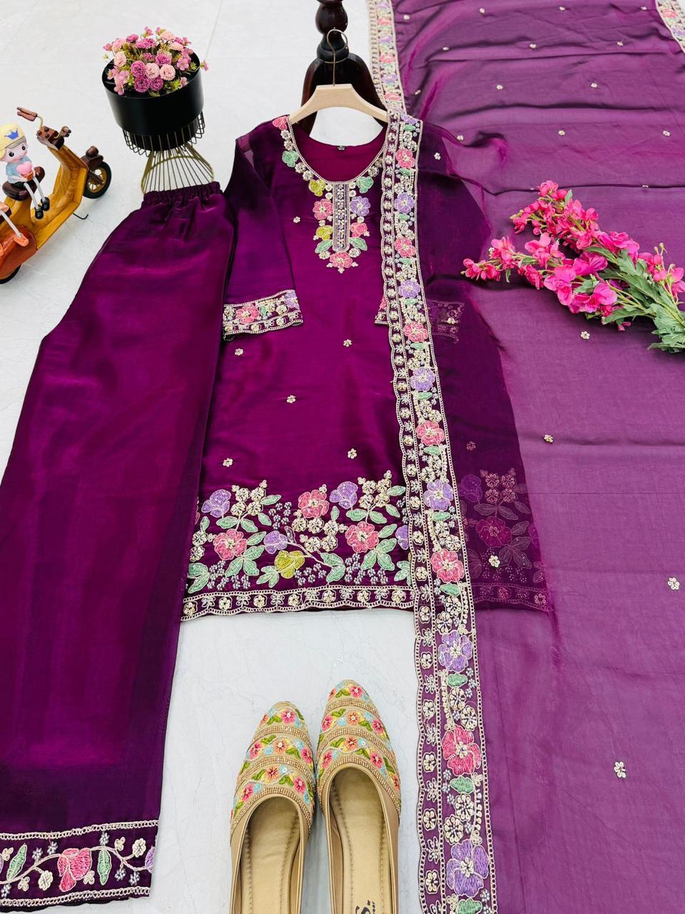 Jimi Choo Fabric Designer Kurta, Palazzo & Dupatta Set