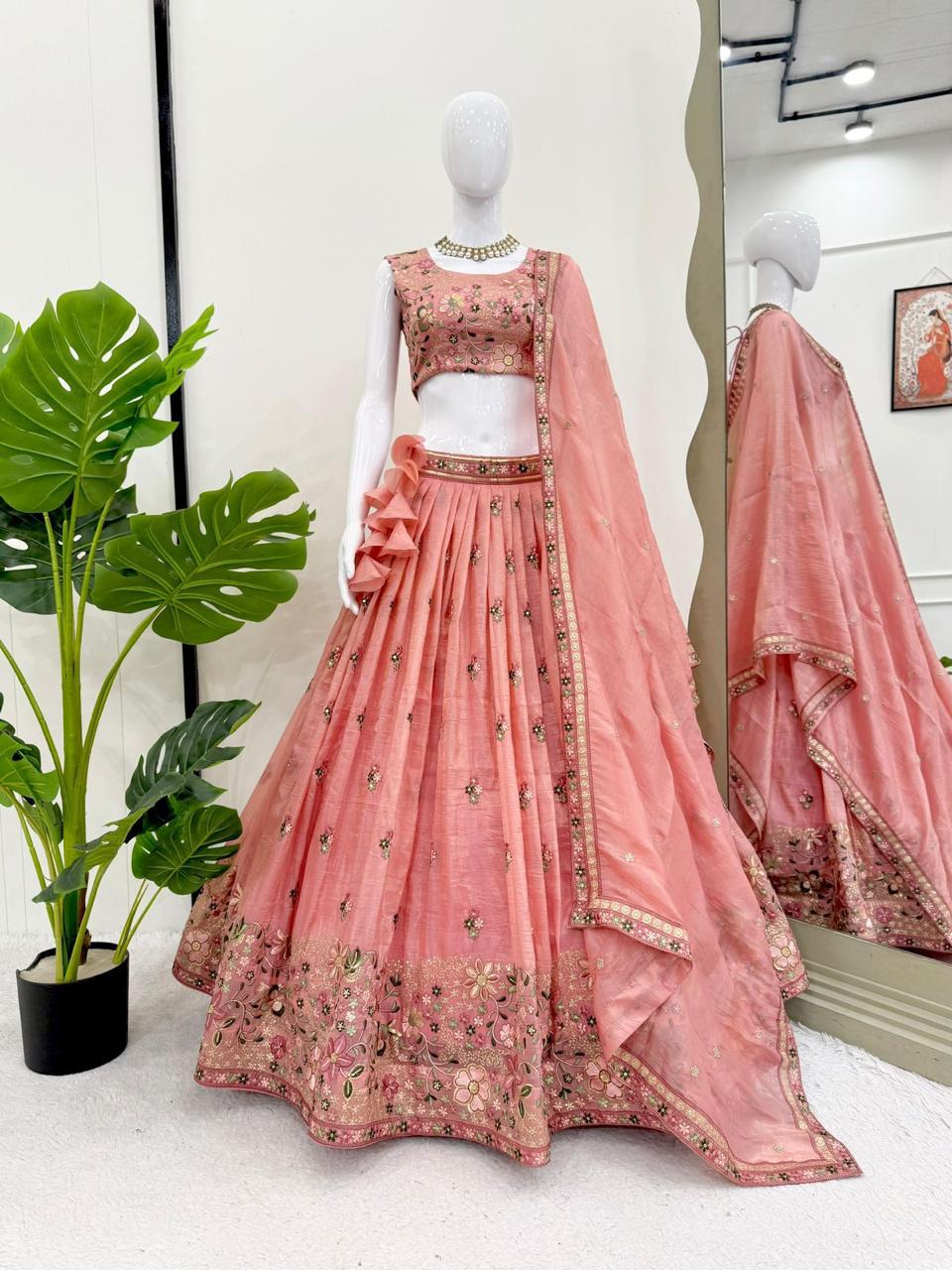 Premium Gold Crush Lehenga Set