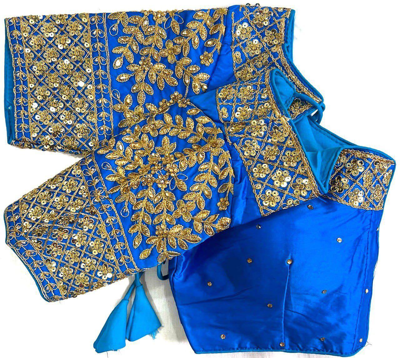Soft Silk Blouse with rich sequin, thread, jari, and handwork detailing