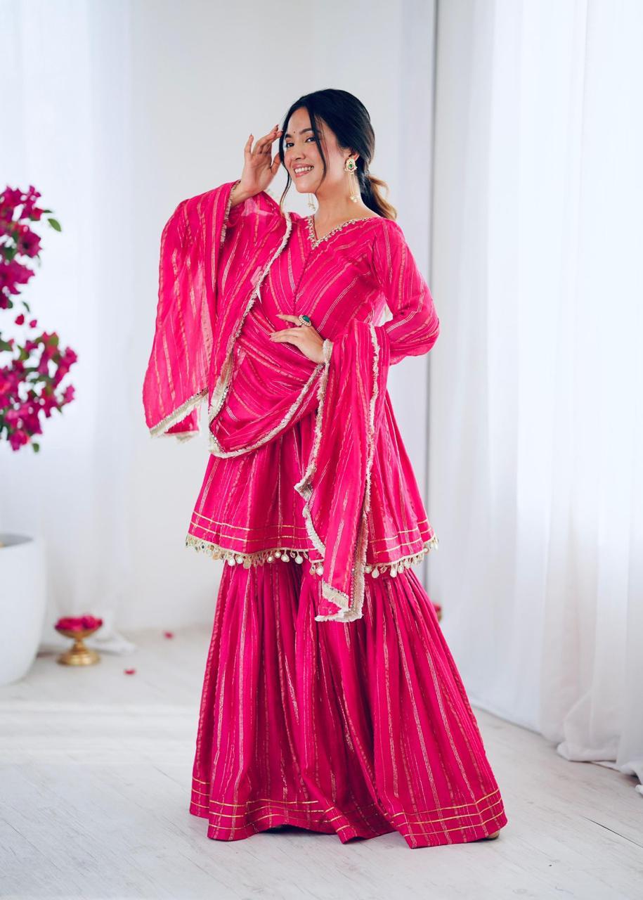 Designer Chanderi Fabric Sharara Set