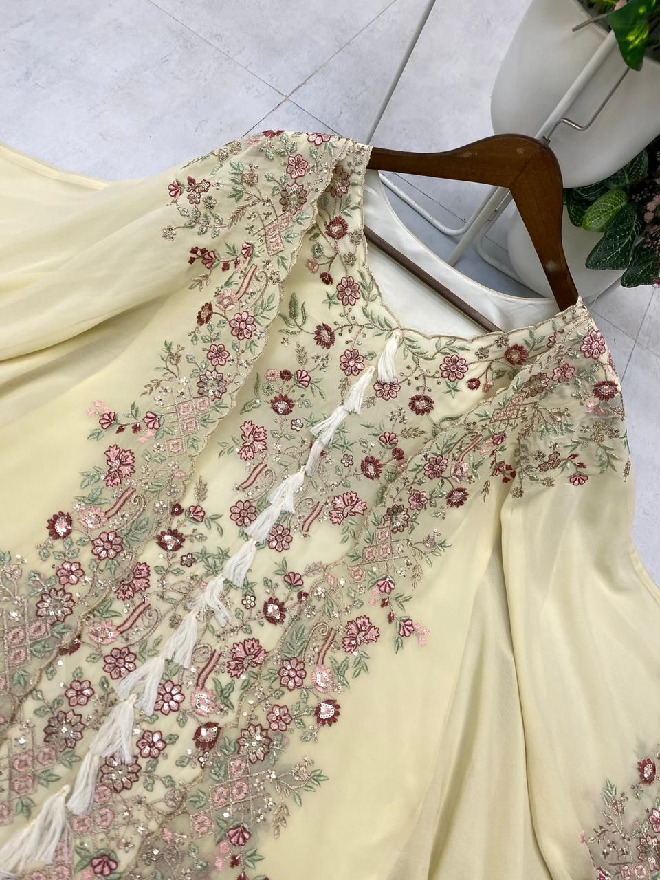 Designer Indo-Western Kurta Palazzo Set with Embroidered Shrug