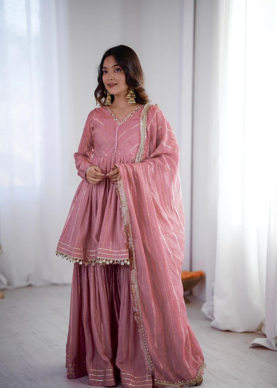 Designer Chanderi Fabric Sharara Set